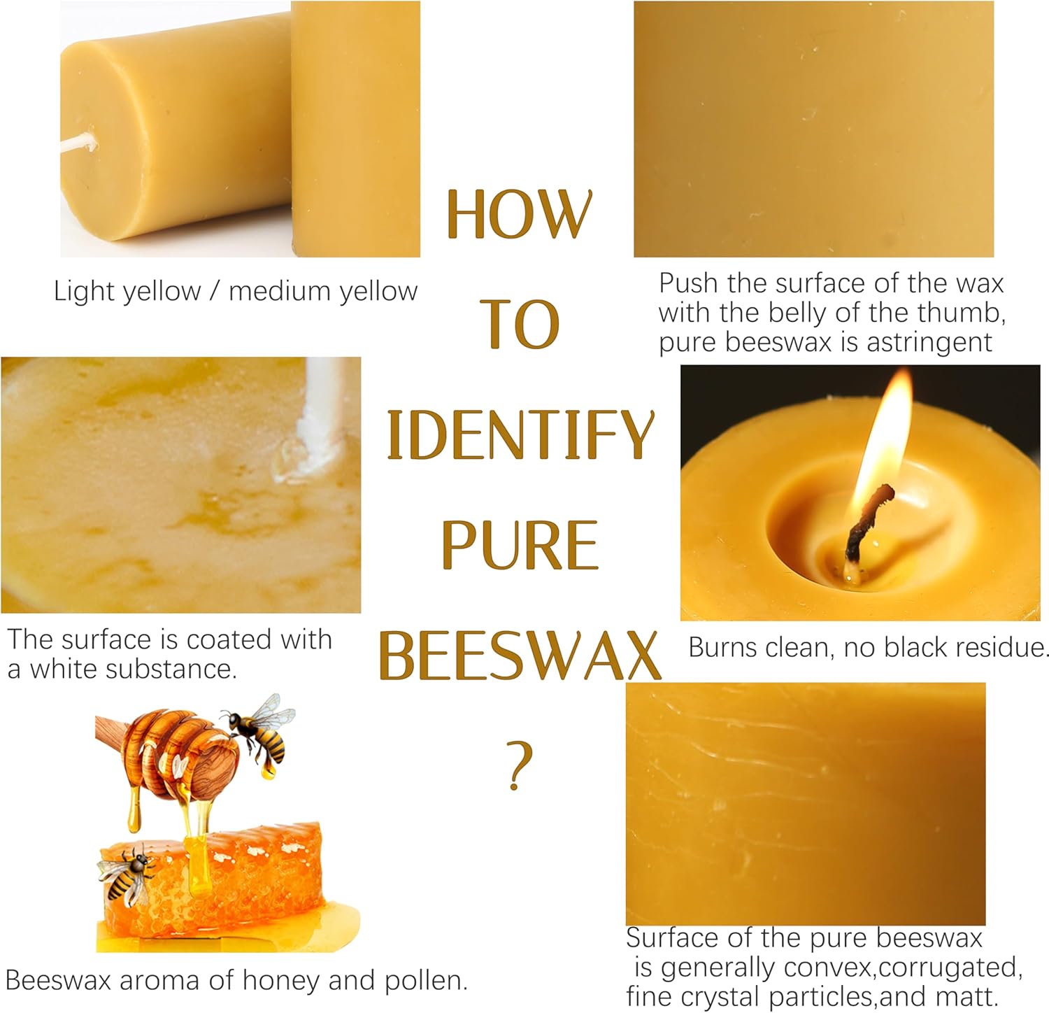Natural Beeswax Candles 4 Pack with 140 Hours Burn Time