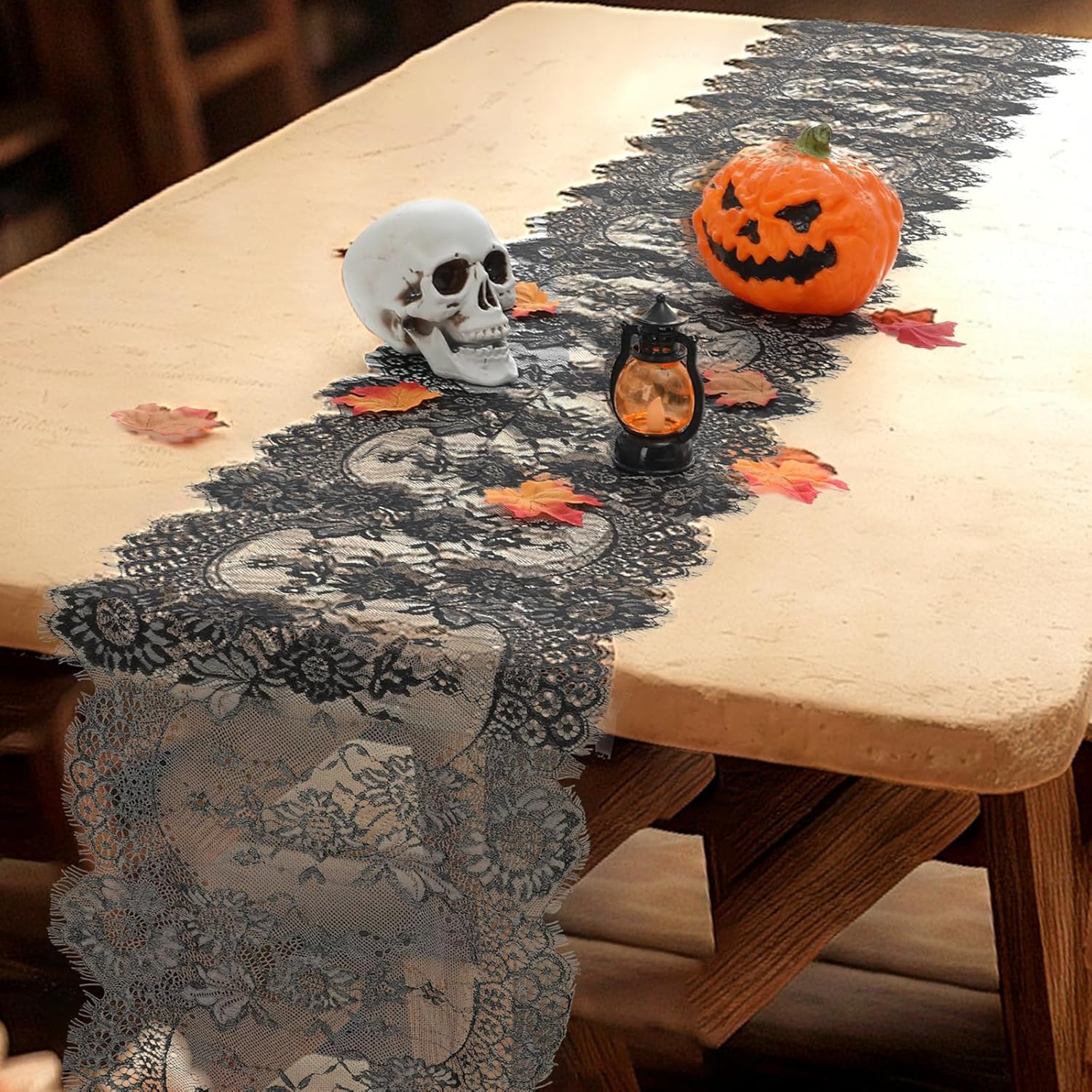 12 Pcs Black Lace Table Runners Rustic Wedding Decor