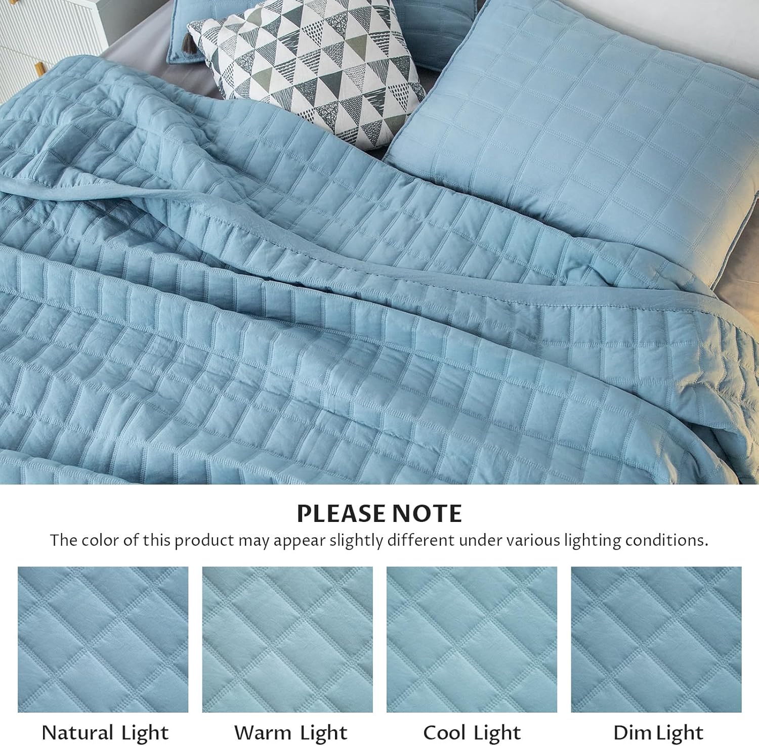 KASENTEX Quilt Set with Shams Ultra Soft Lightweight Stone-Washed Detailed Stitching