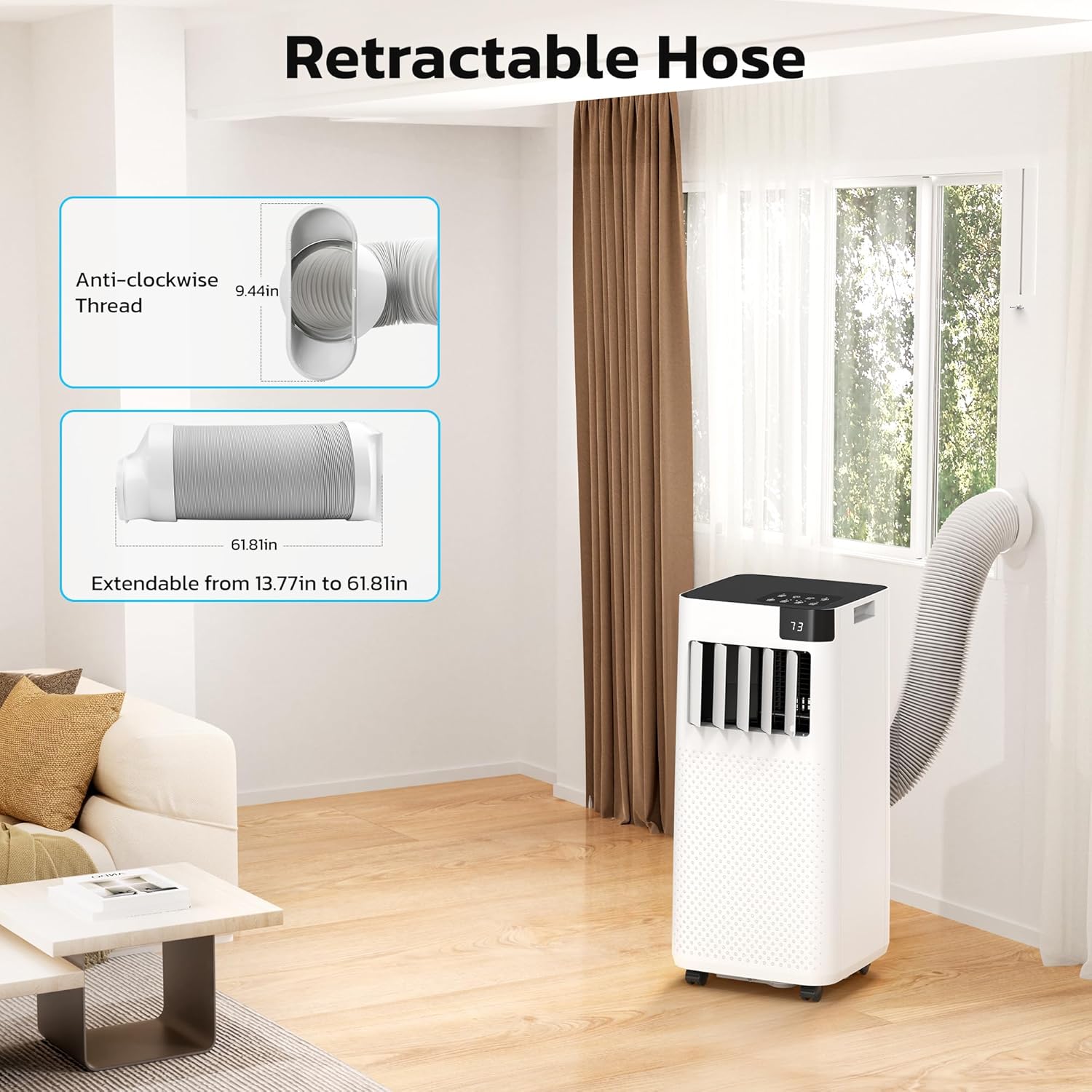 ZAFRO 8000 BTU Portable AC Unit with 4 Modes White