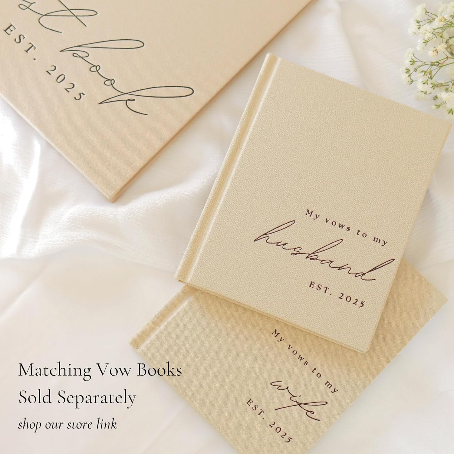 Personalized 2025 Wedding Guest Book - Linen Photo Book with 100 Pages