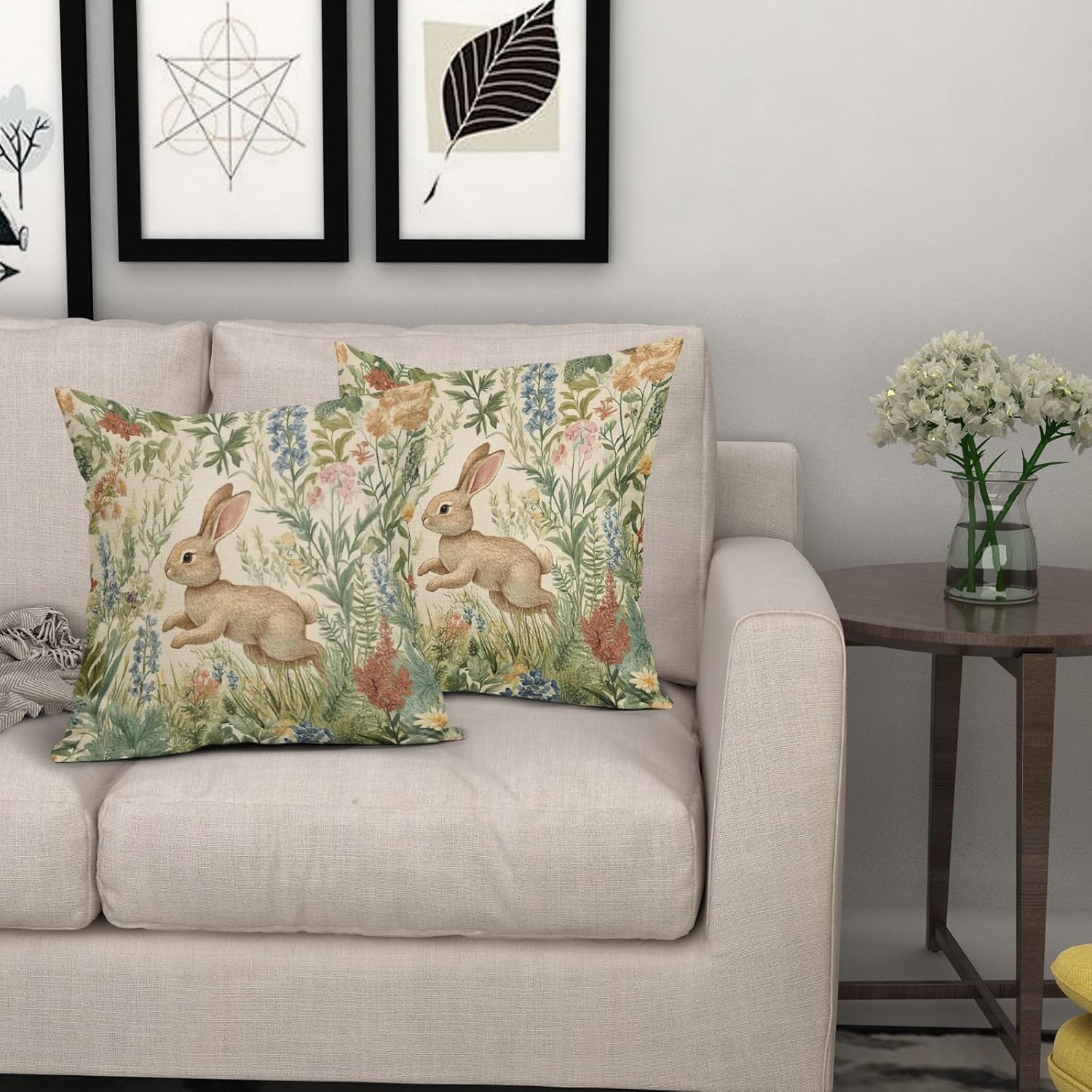 Spring Floral Pillow Covers Set of 2 16x16 Inch