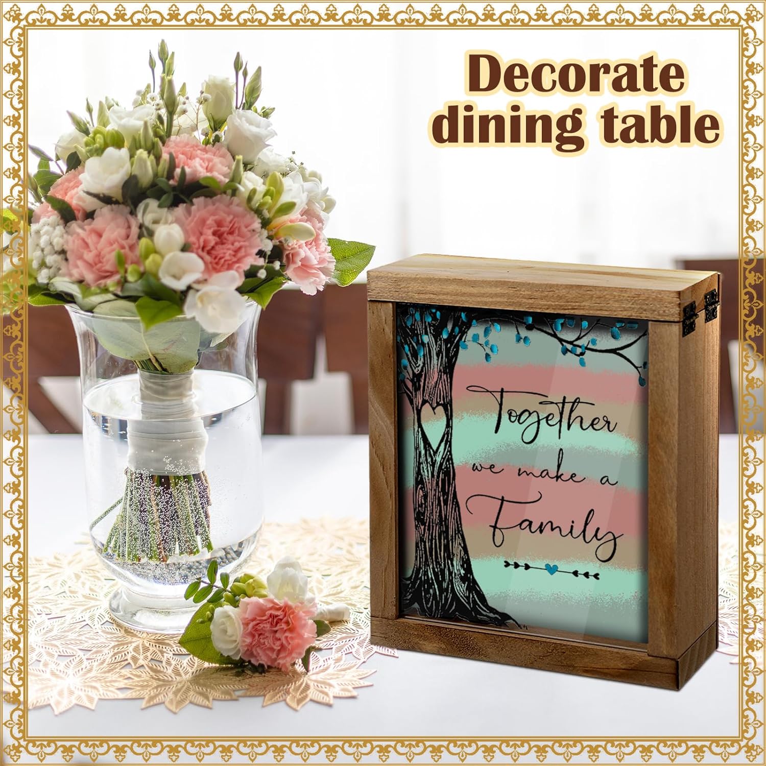 Wedding Unity Sand Ceremony Set with Wood Box and 4 Vases