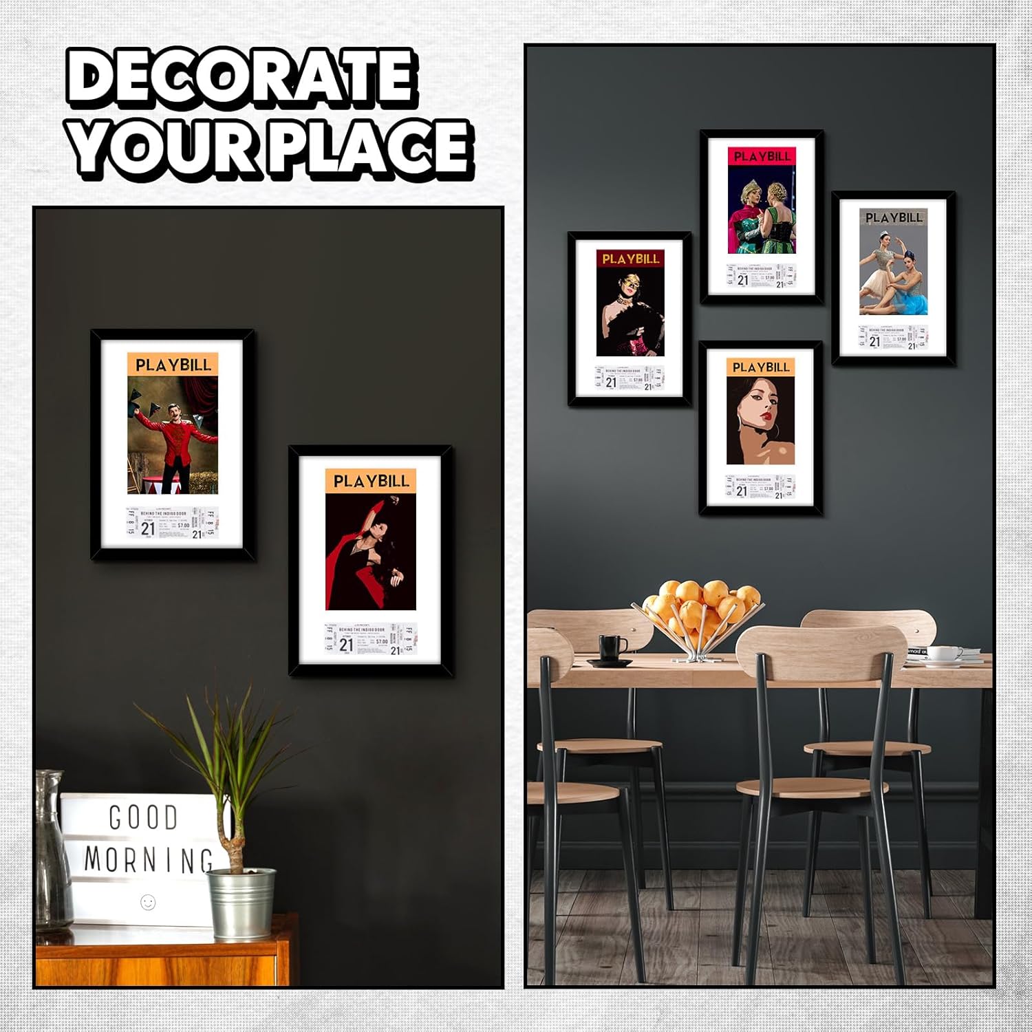 4 Pcs Theatre Bill Frame with Mat and Hanger