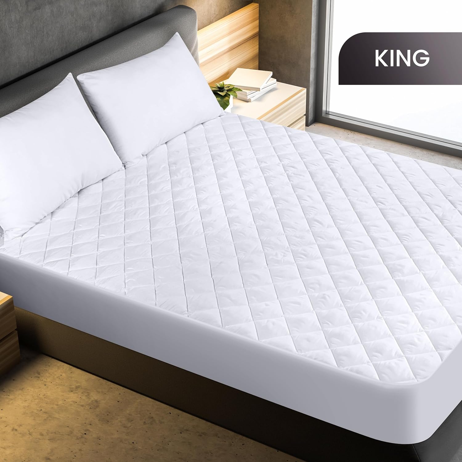 Utopia Bedding King Size Quilted Fitted Mattress Pad