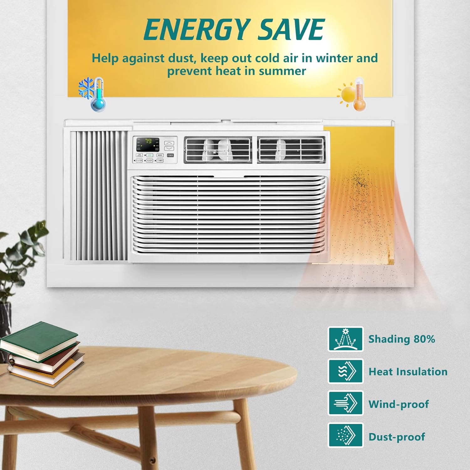 Daisypower Window AC Side Panels Curtain Kit with Frame