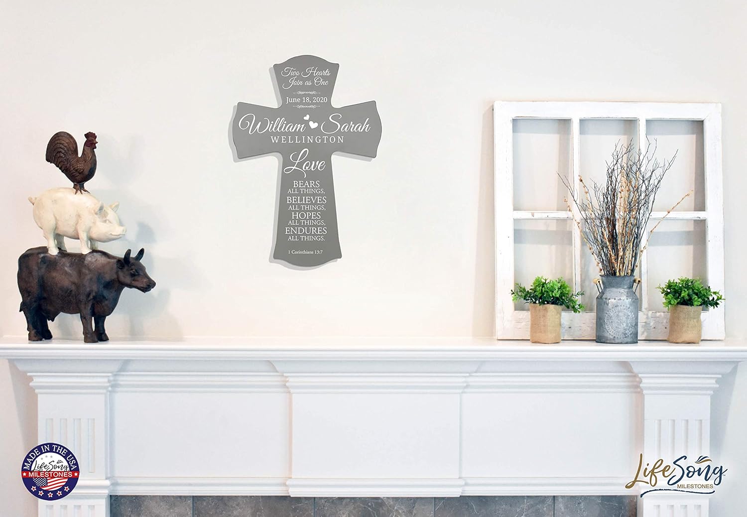LifeSong Milestones Personalized Wedding Wall Hanging Cross