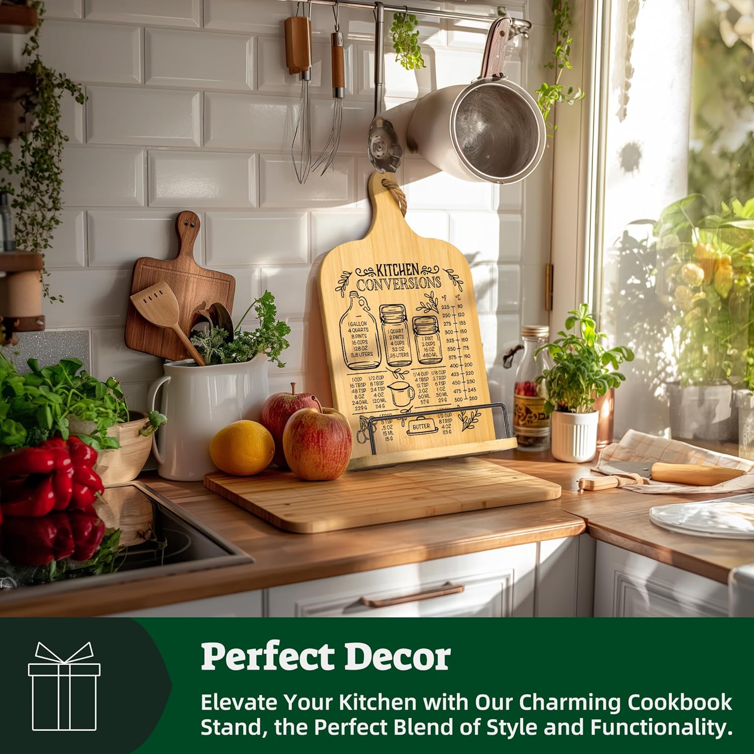 Happy Marriage Cutting Board with Cookbook Stand