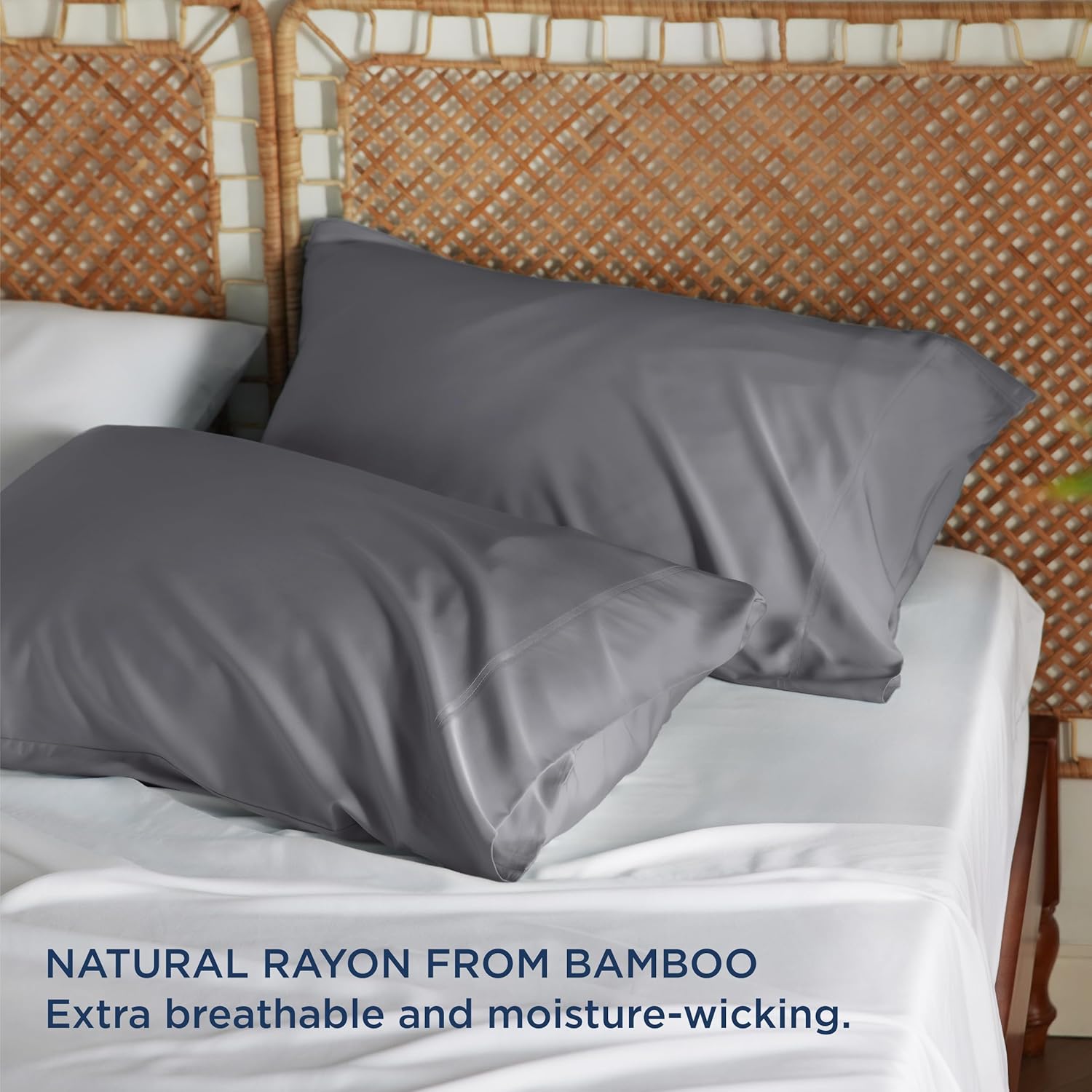 Bedsure Queen Pillow Cases Set of 2 Cool Bamboo Fabric