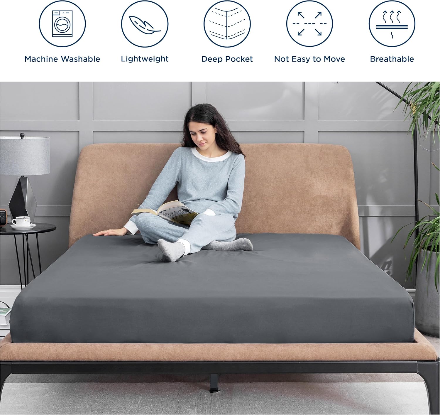 Bedsure Queen Fitted Sheet - Ultra Soft Microfiber Deep Pocket Fade Resistant