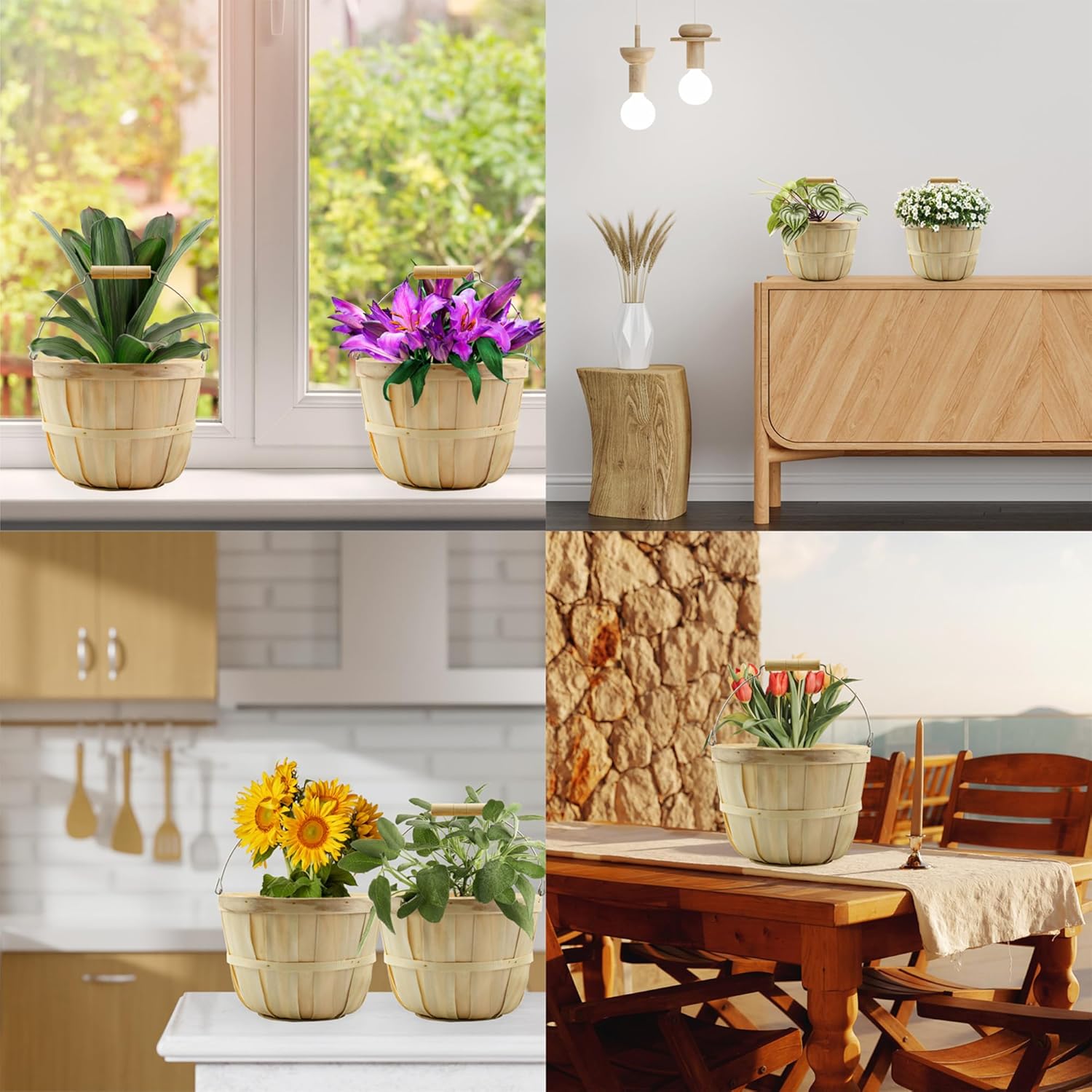 Cornucopia Brands Round Wooden Baskets 2-Pack Natural