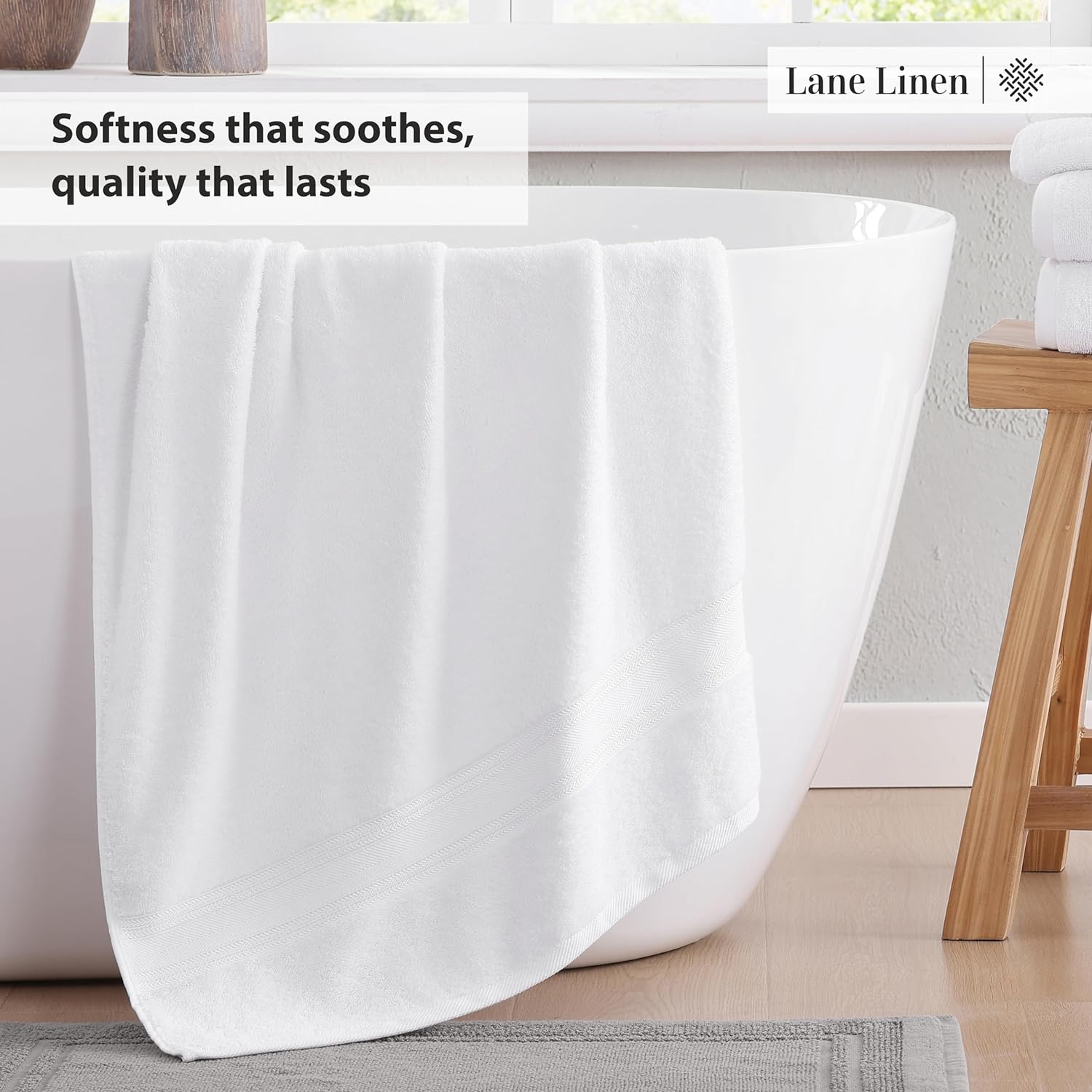 Lane Linen Luxury Bath Towel Set 3 Piece White