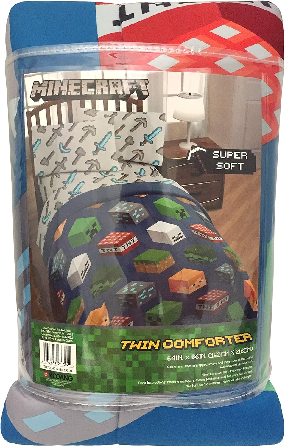 Jay Franco Kids Comforter Minecraft Design Blue Twin