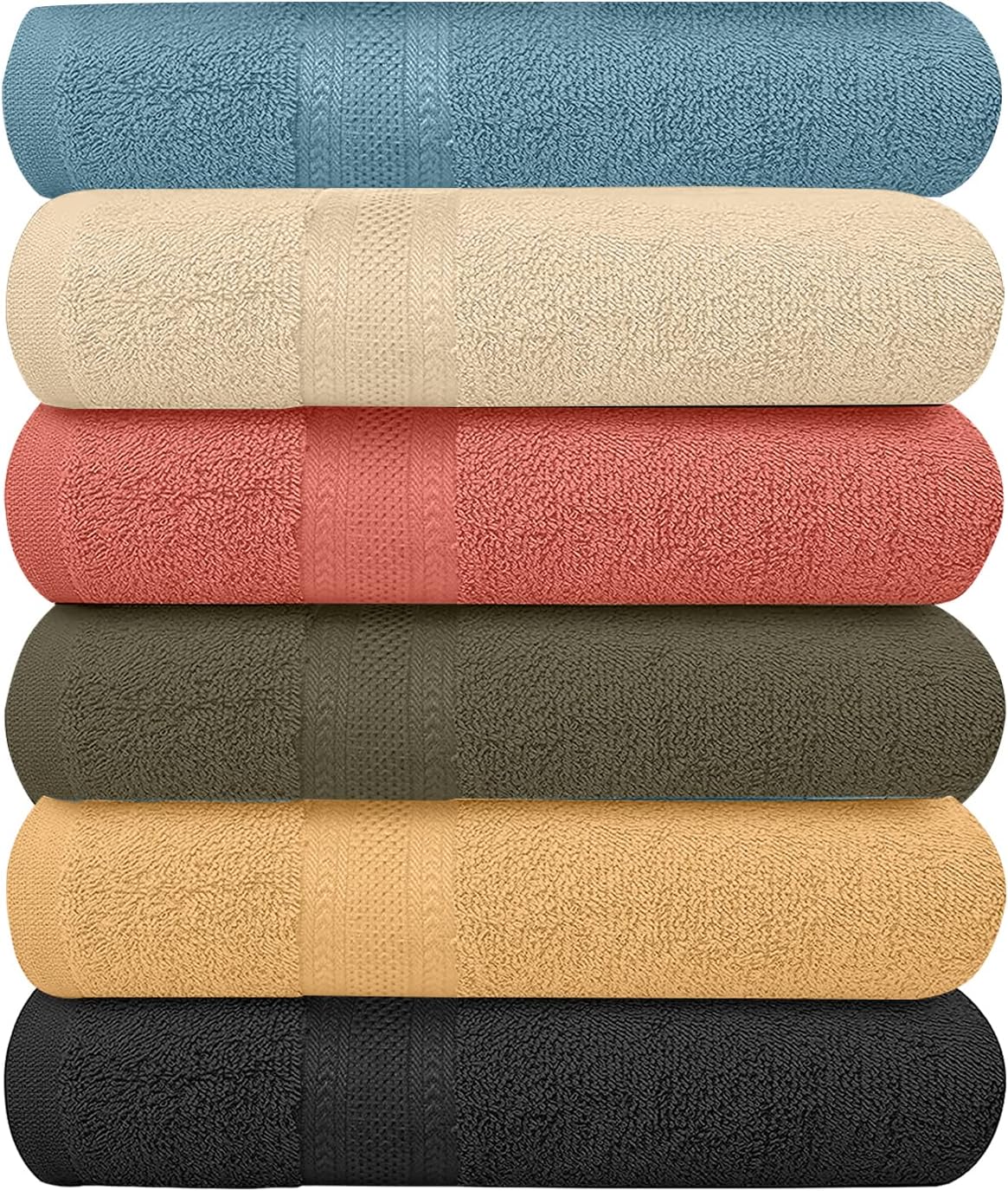 Pack of 6 Bath Towels Set 27 x 54 Inches