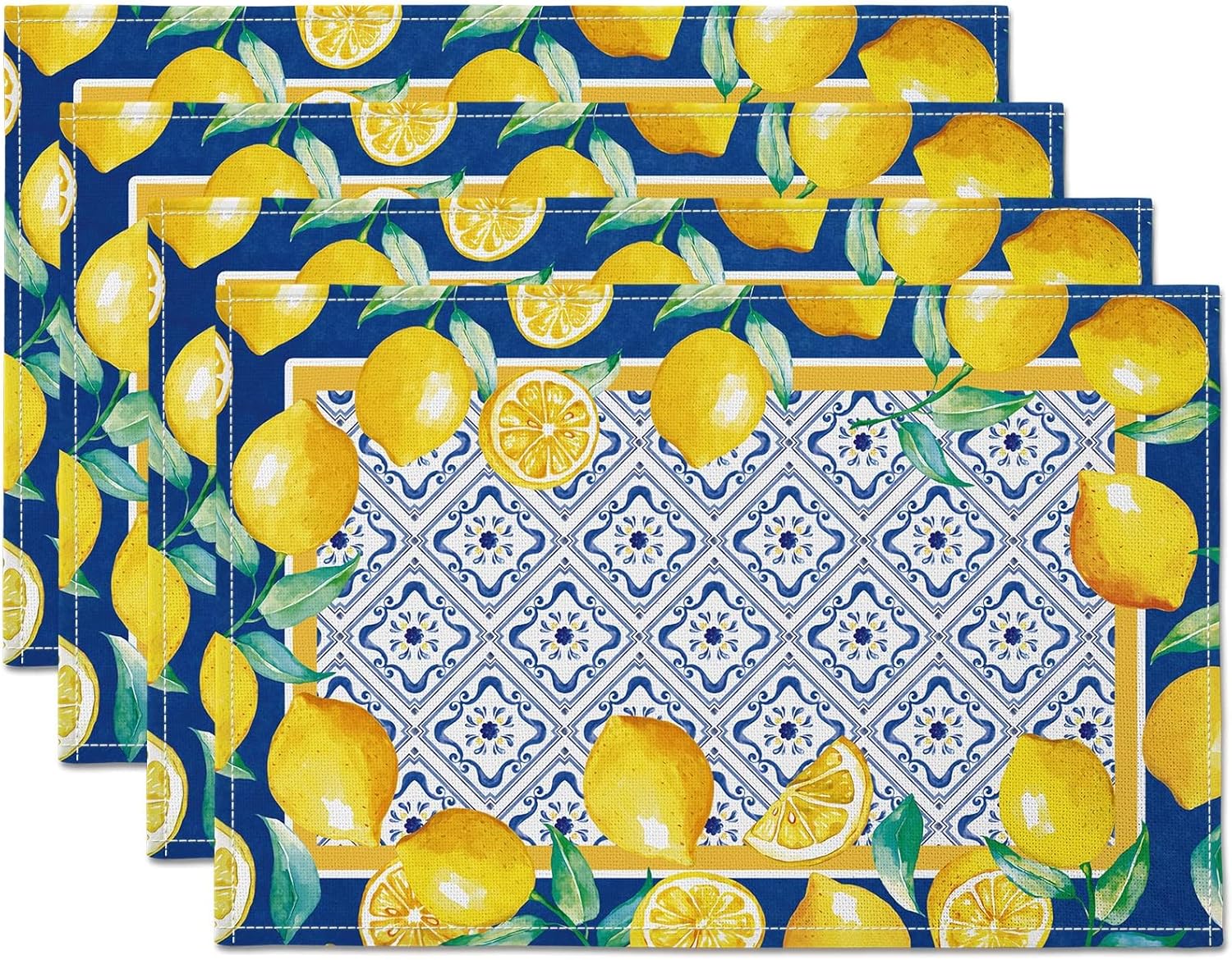 Yellow Lemon Placemat Waterproof Rectangular