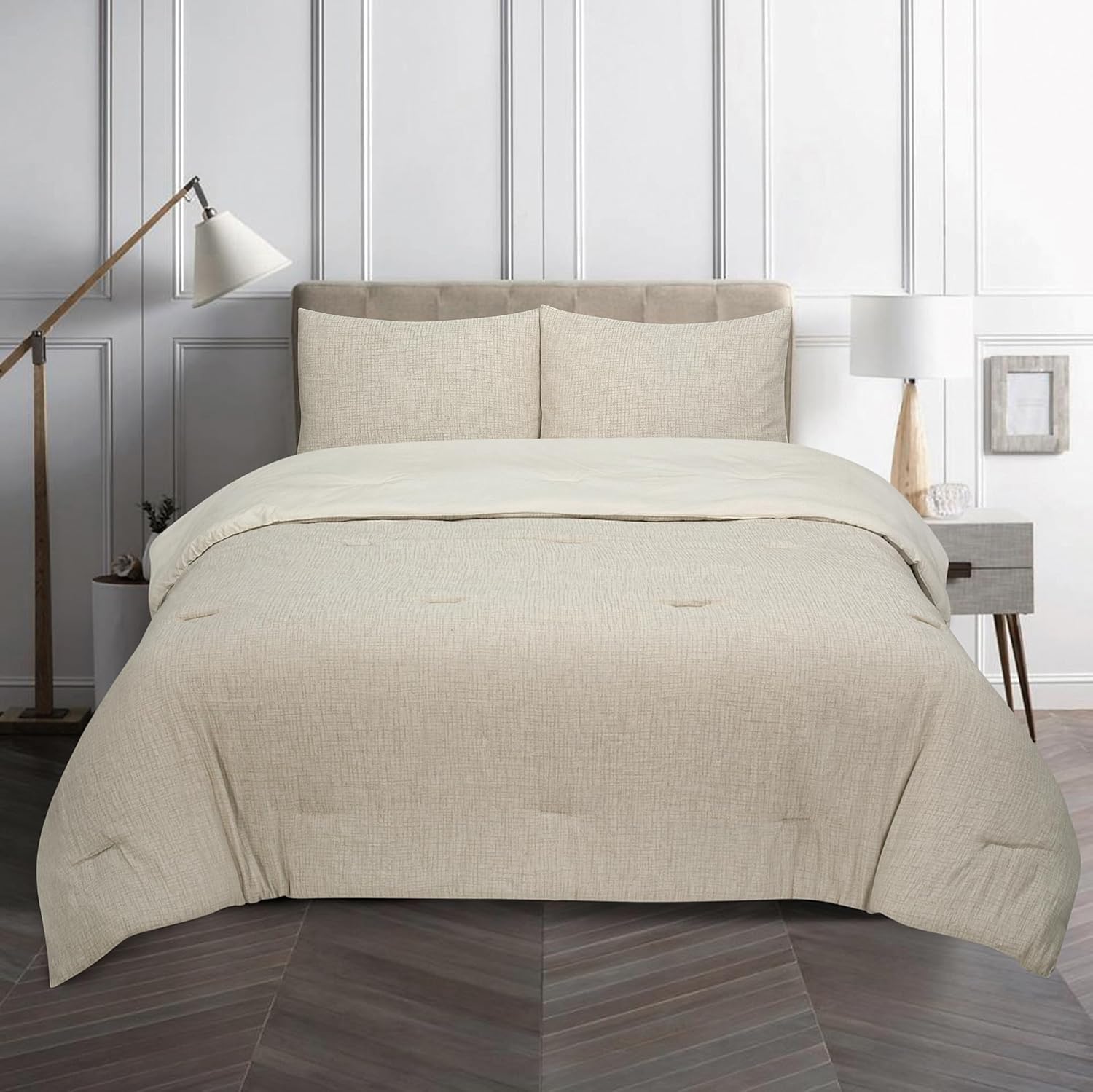 ROYALE LINENS Natural Duvet Cover Full Queen 3 Piece Set