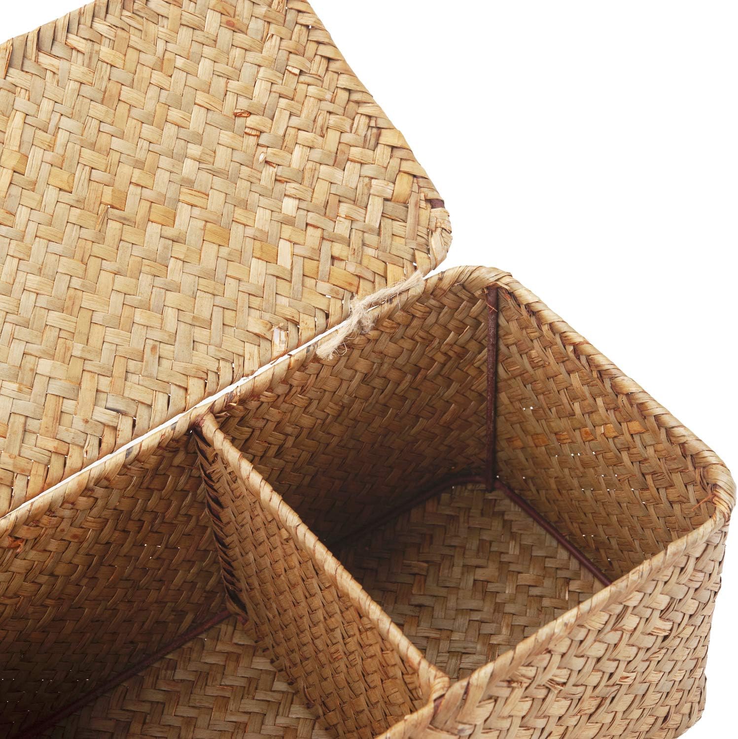 Seagrass StorageBasket with Lid and 3 Compartments