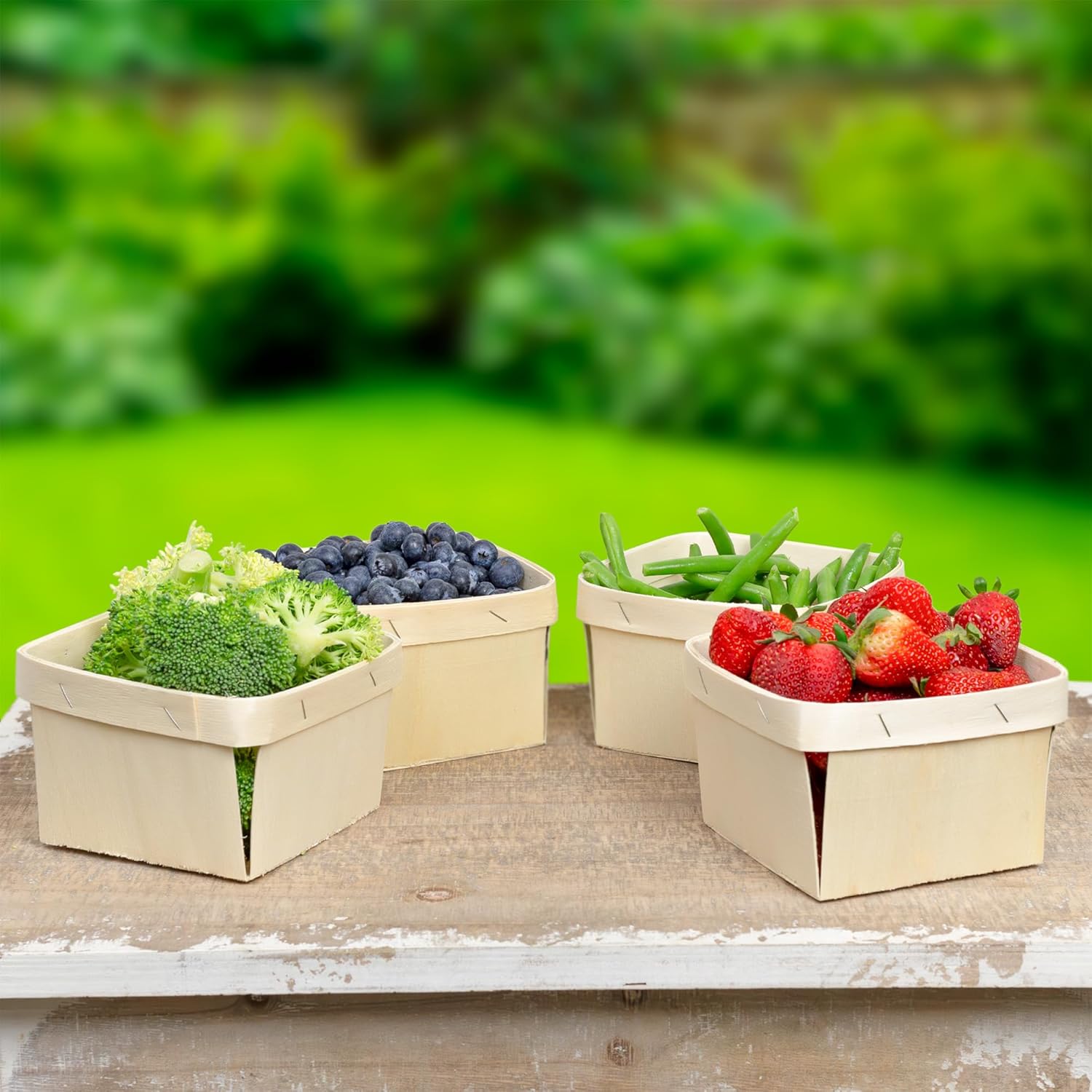Cornucopia Brands 8 Pack Quart Wooden Berry Baskets
