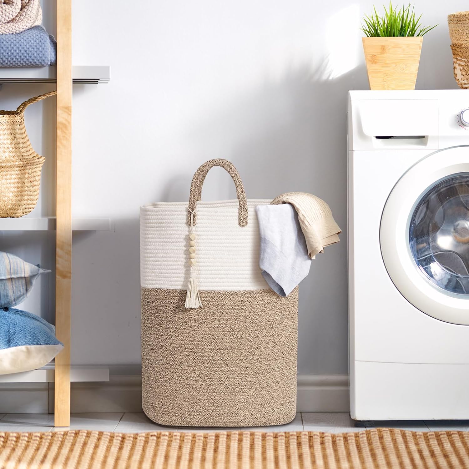 Wenmer Woven Laundry Basket with Beads Tassel