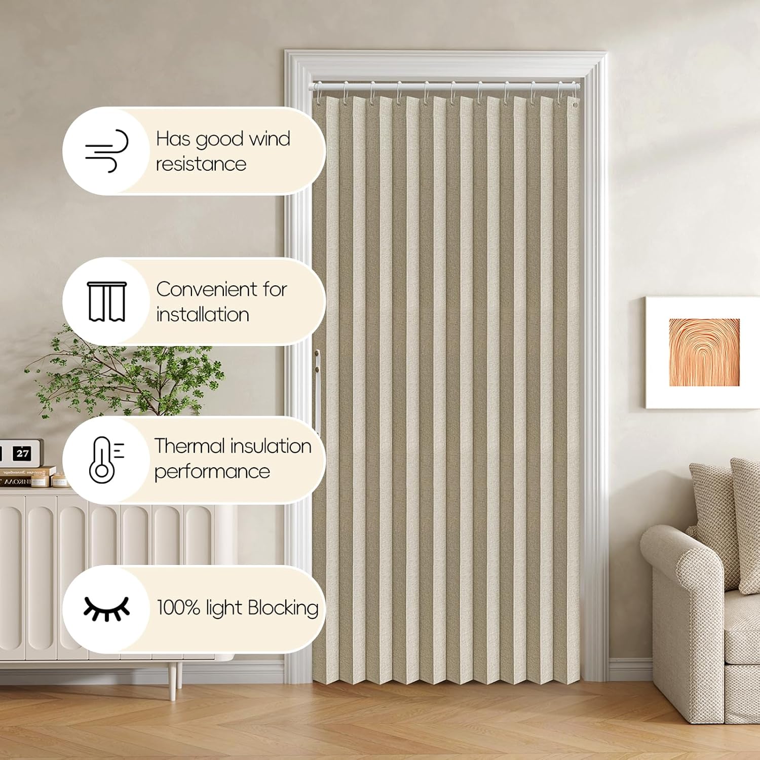 Jilron Blackout Fabric Door Curtain with Magnetic Closure