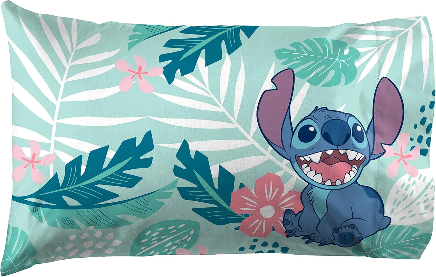 Jay Franco Disney Lilo Stitch Misty Palm Pillowcase - Double Sided Kids Bedding