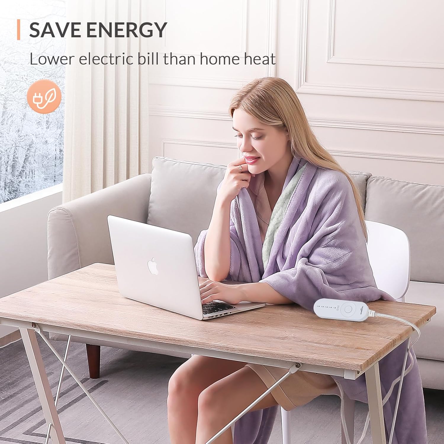 HOMLYNS LuxeHeat Heated Blanket with 5 Heat Settings