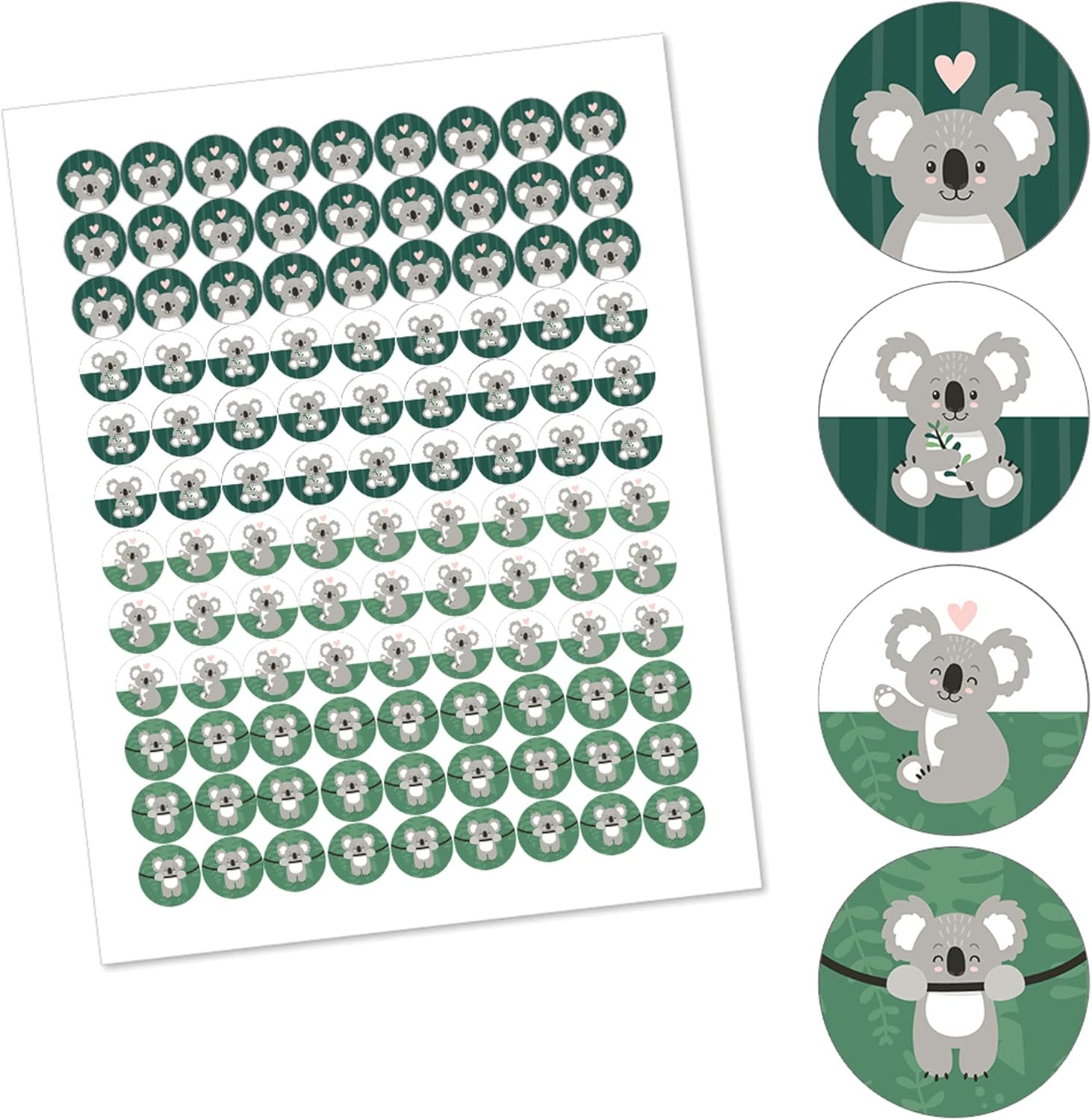 Big Dot of Happiness Koala Cutie Round Candy Stickers