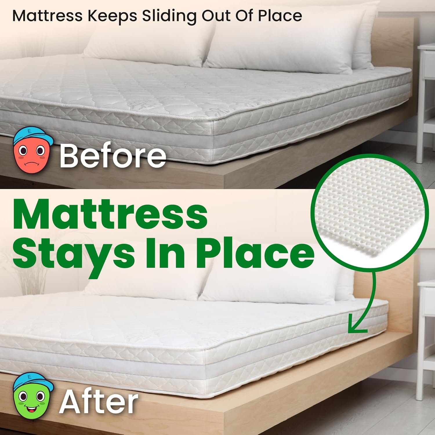 ECOHomes Non Slip Mattress Gripper Pad for Twin Size