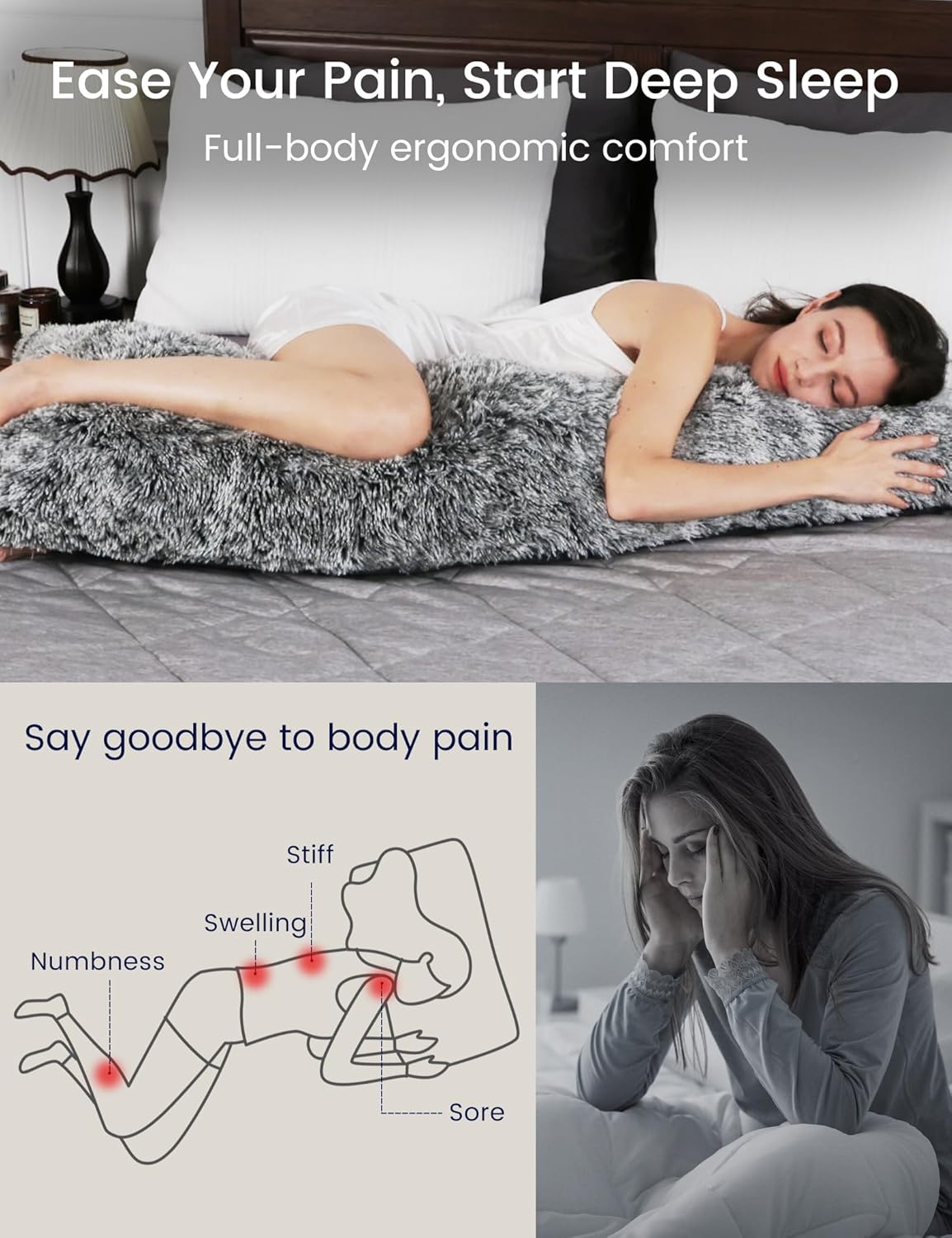 ZonLi Fluffy Body Pillow for Adults and Pregnancy
