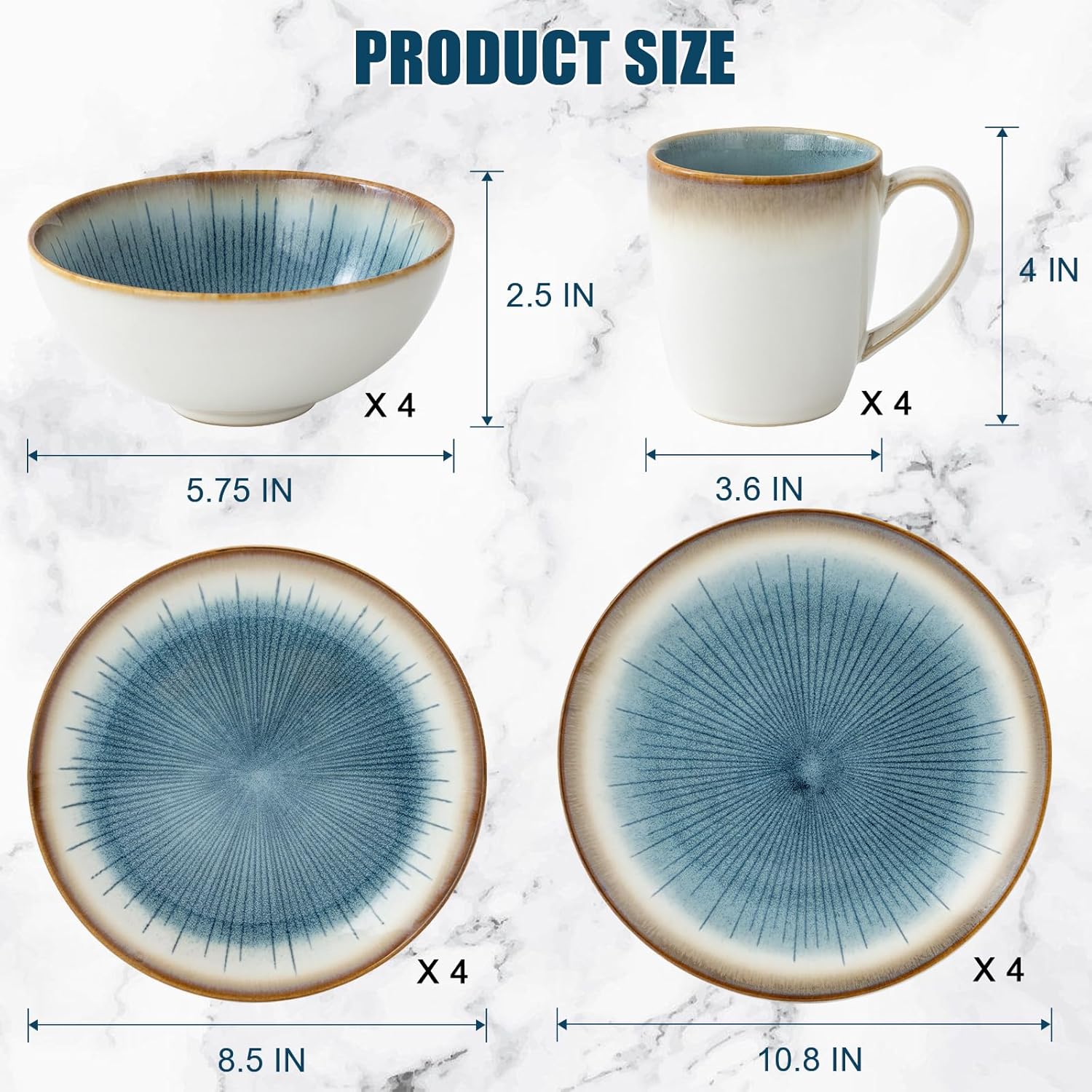 Whitepeony 16 Piece Stoneware Dinnerware Set