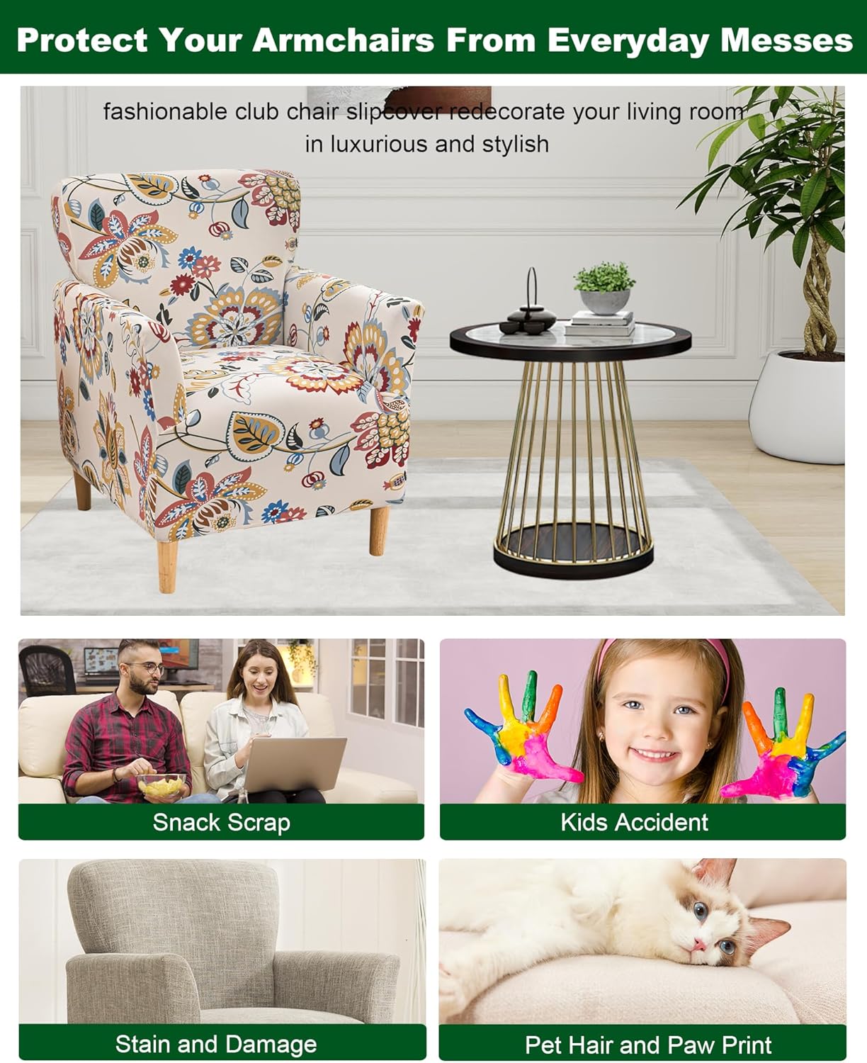 CRFATOP Stretchable Armchair Slipcover with Arms