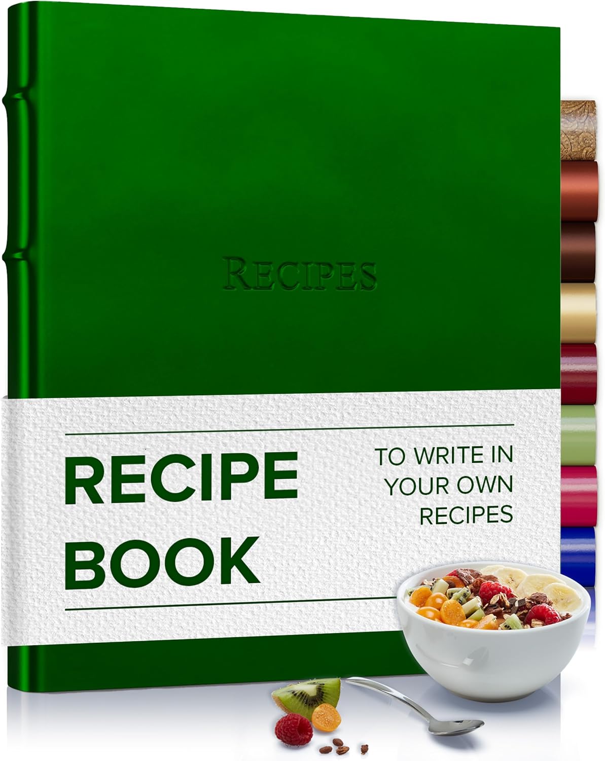 Gallery Leather Recipe Holder - 3 Ring Binder With Sleeves Ivory Cards