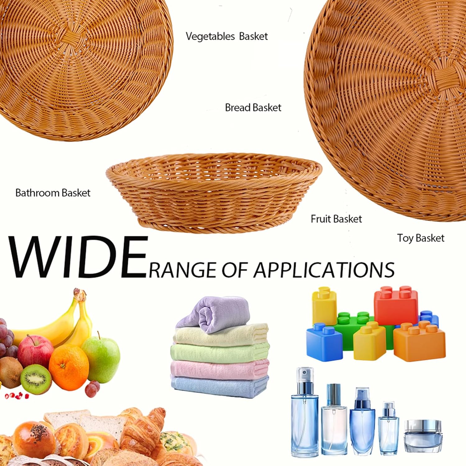 98x3 Inch Woven Bread Baskets 10 Pack