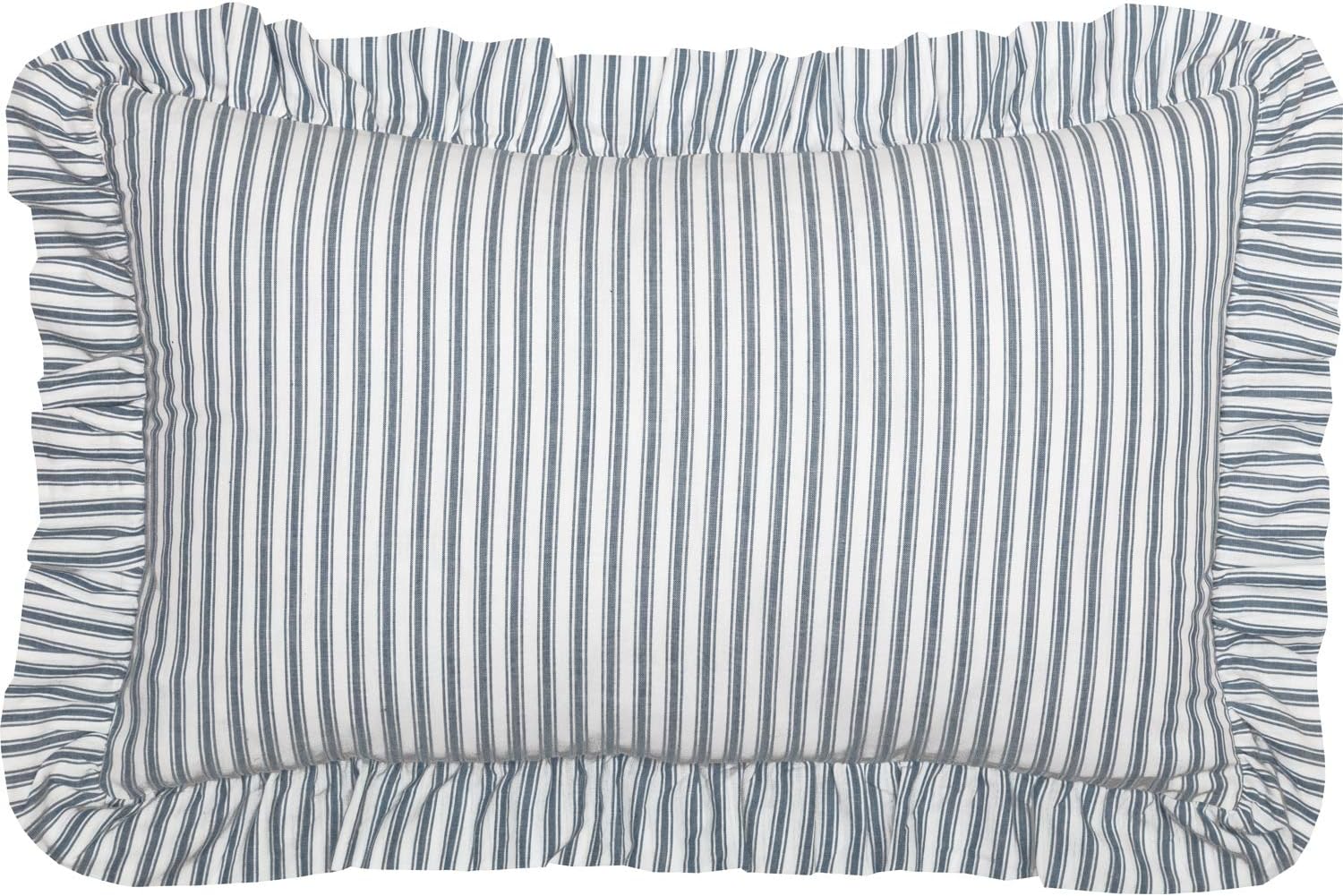 VHC Brands Blue Denim Ticking Striped Farmhouse Pillow 14x22