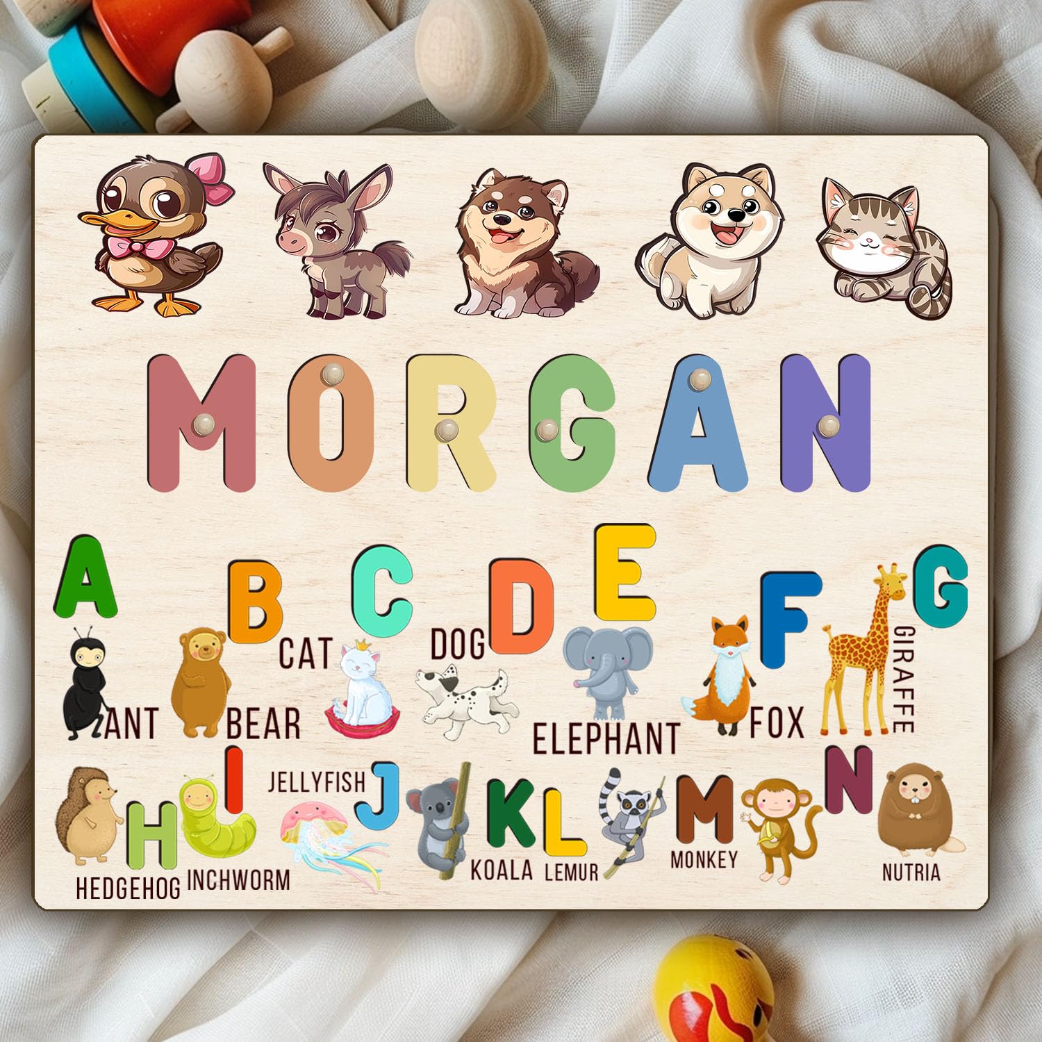 Personalized Wooden Name Puzzles for Toddlers 1-3