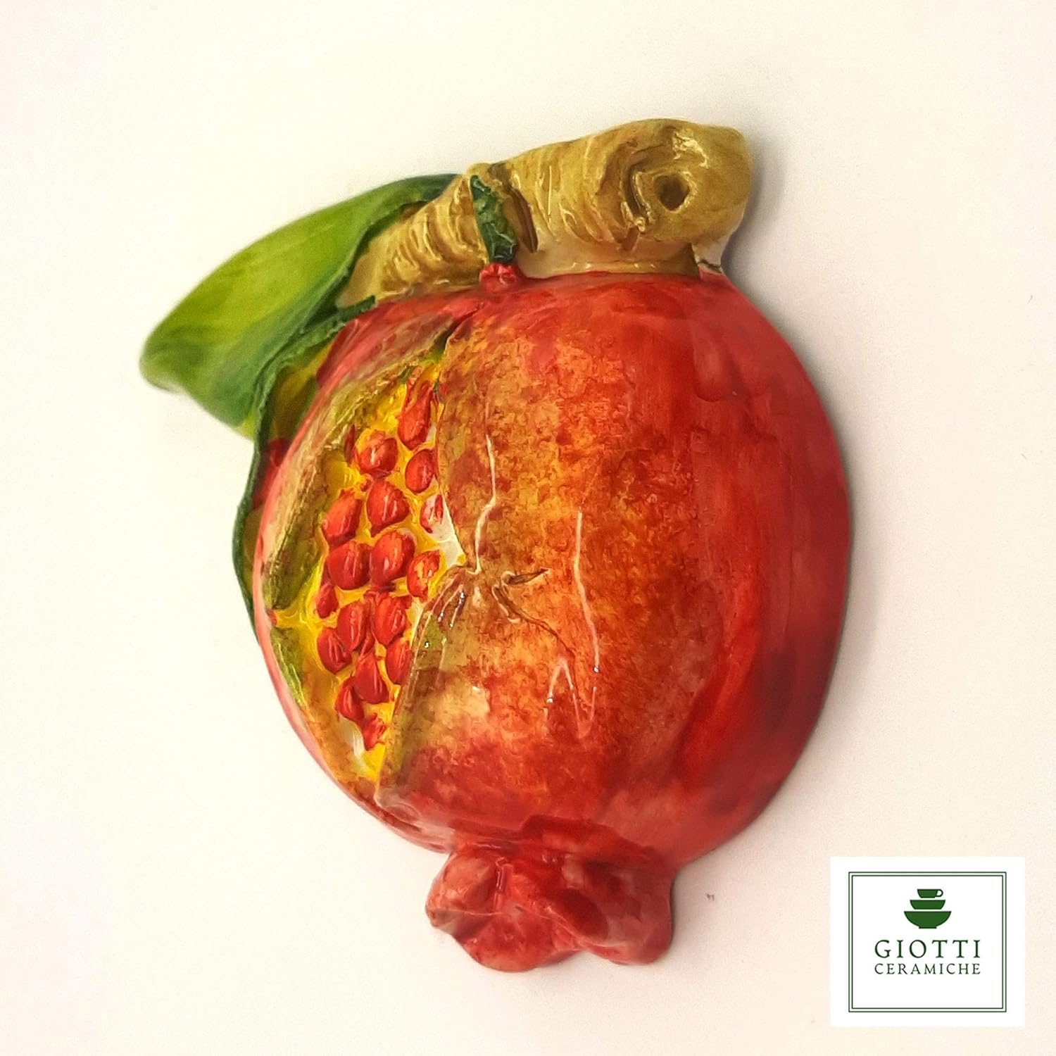 Italian Ceramic Pomegranate Wall Decor - Hand Painted Kitchen Accents