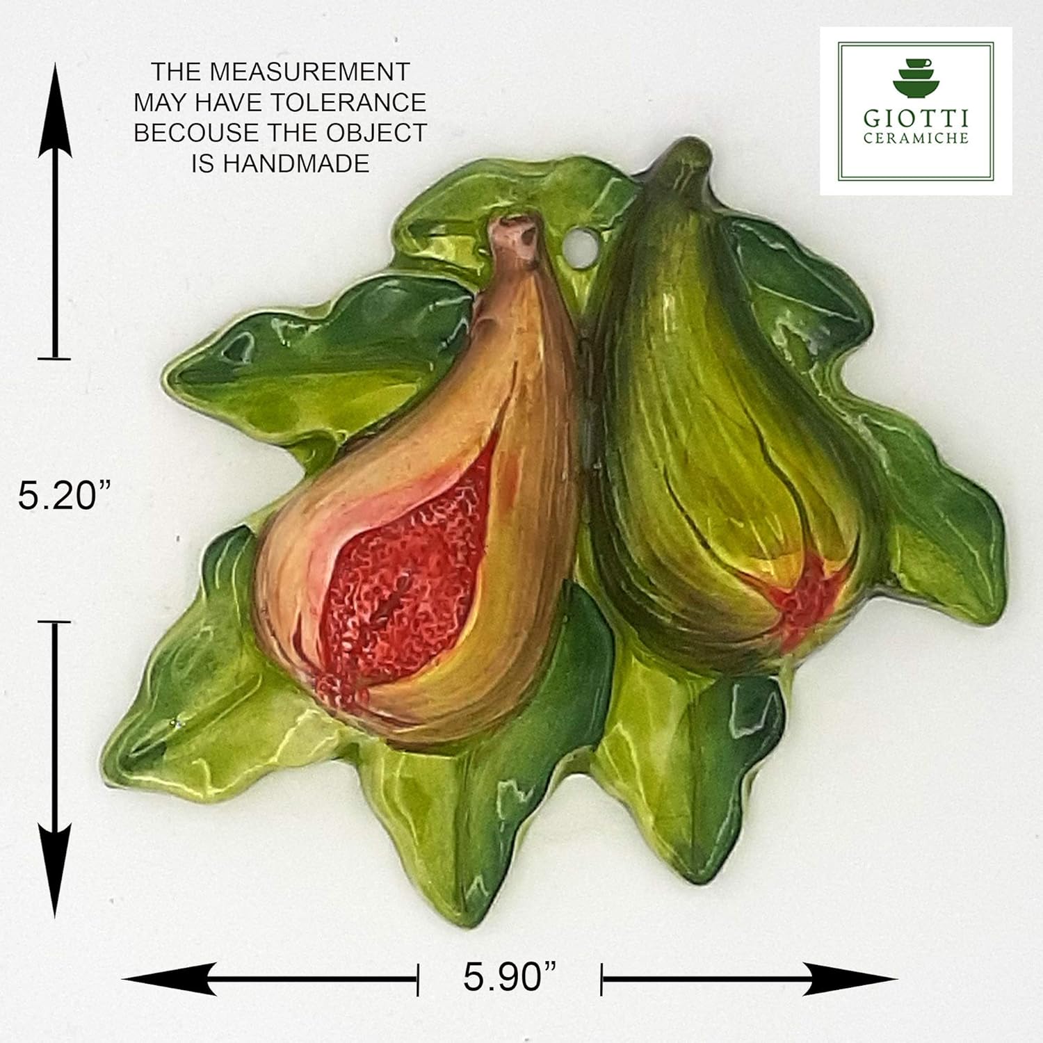Italian Ceramic Fruits Wall Decor - Hand Painted Grapes Figs Apple