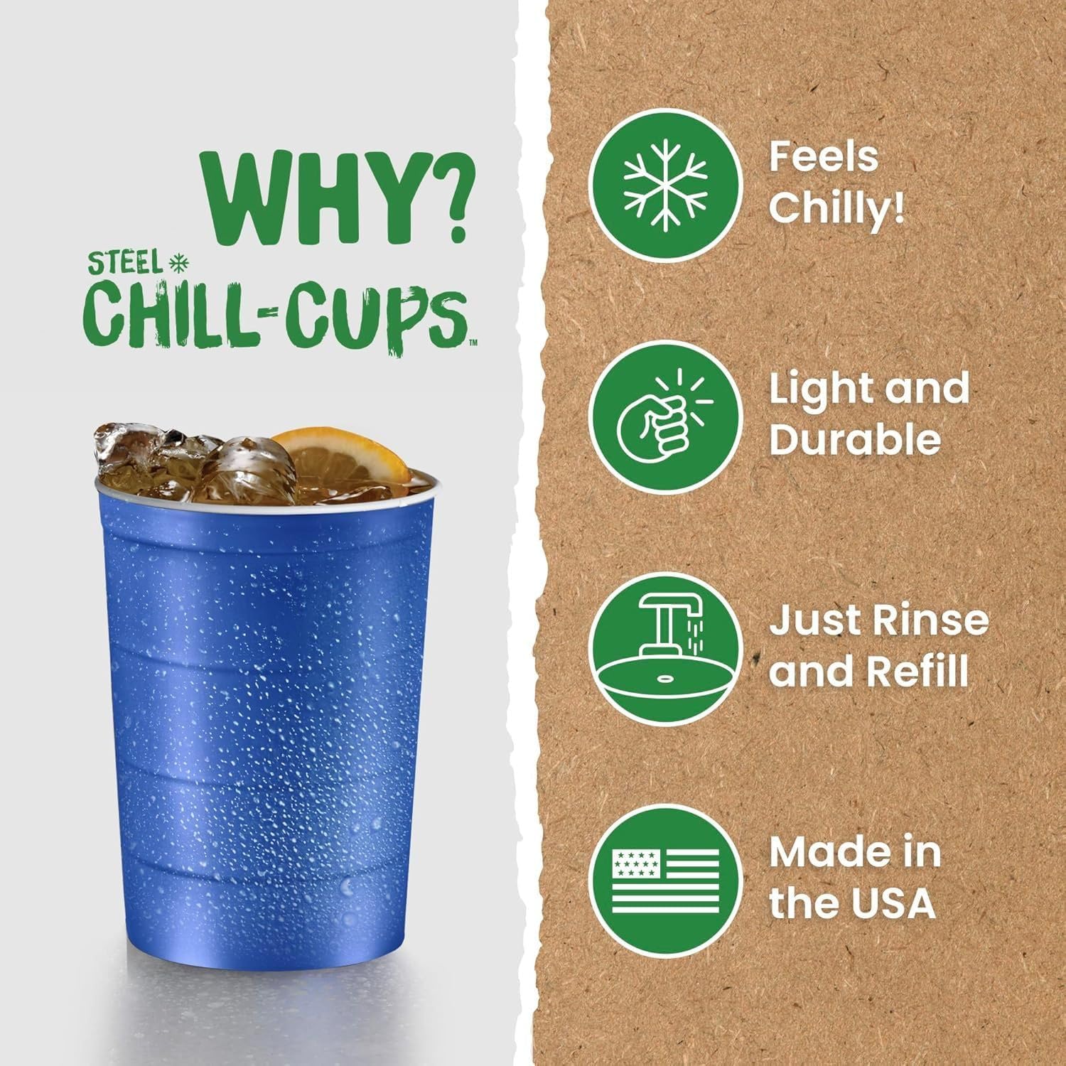 16 oz Steel Chill Cups Blue 12 Count