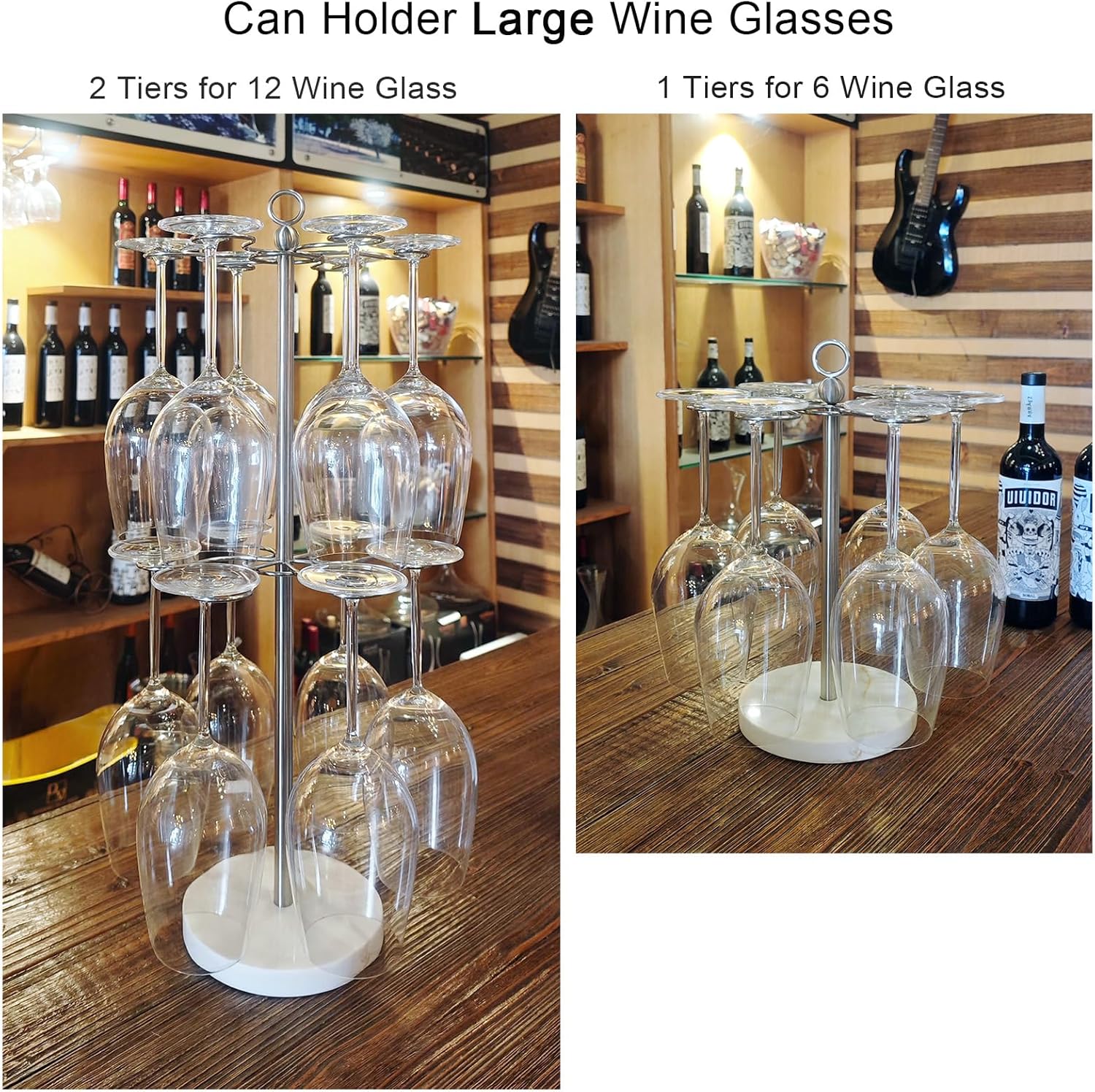 GZILA Countertop Wine Glass Holder with 12 Slots and Marble Base