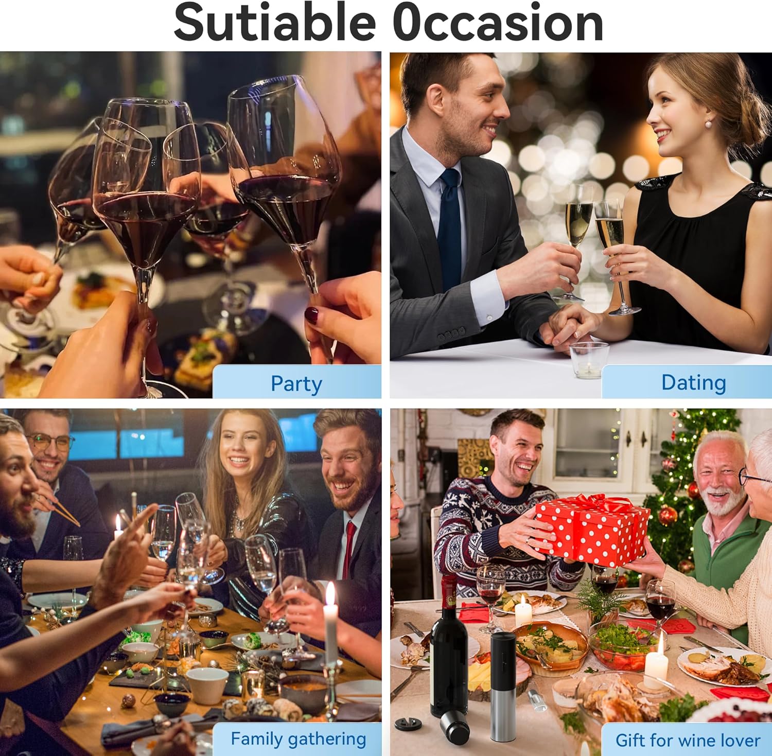 Electric Wine Opener with Air Pump and Foil Cutter 4PCS Set