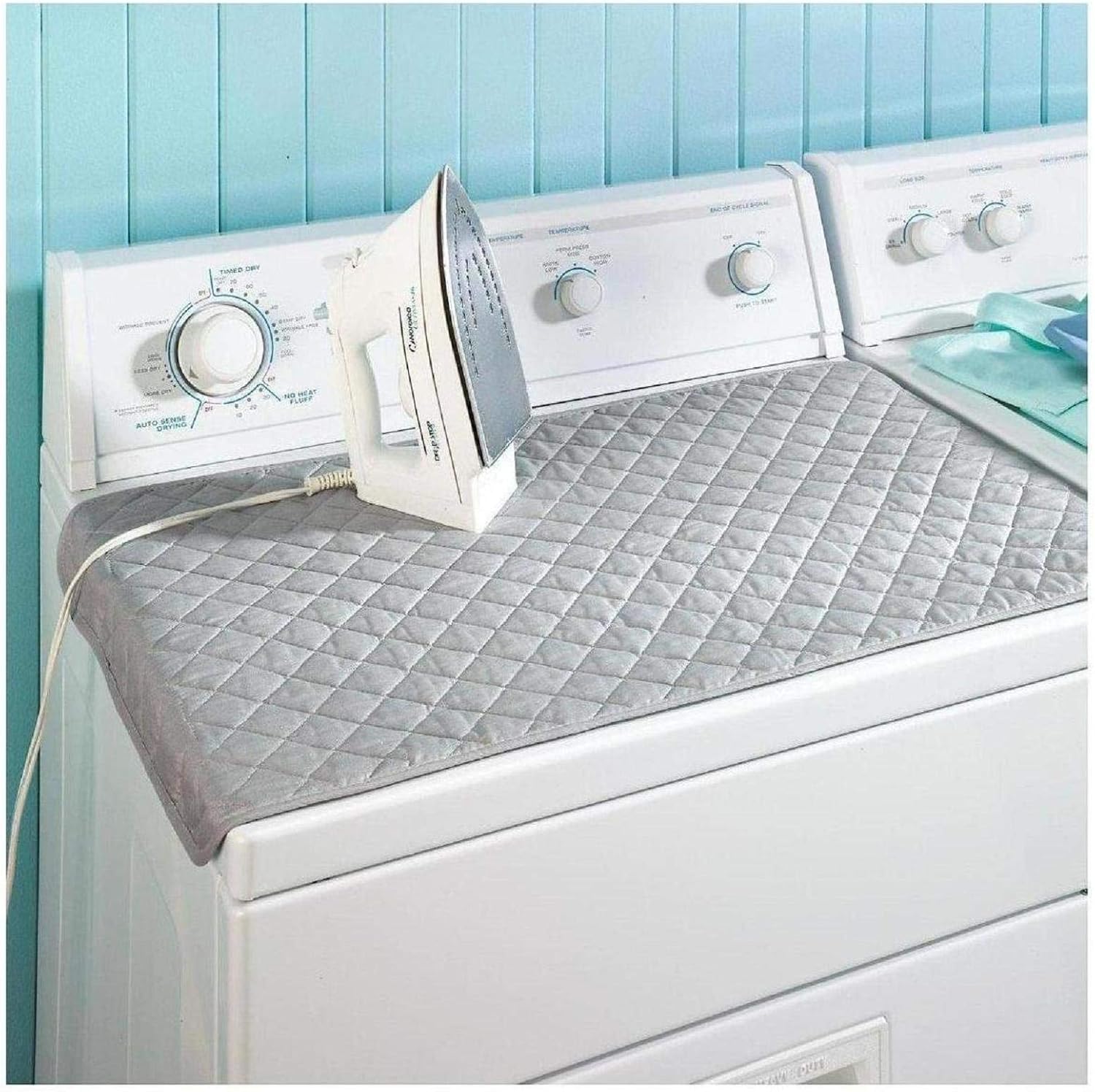 Quilted Magnetic Ironing Mat Portable Ironing Board Cover Gray