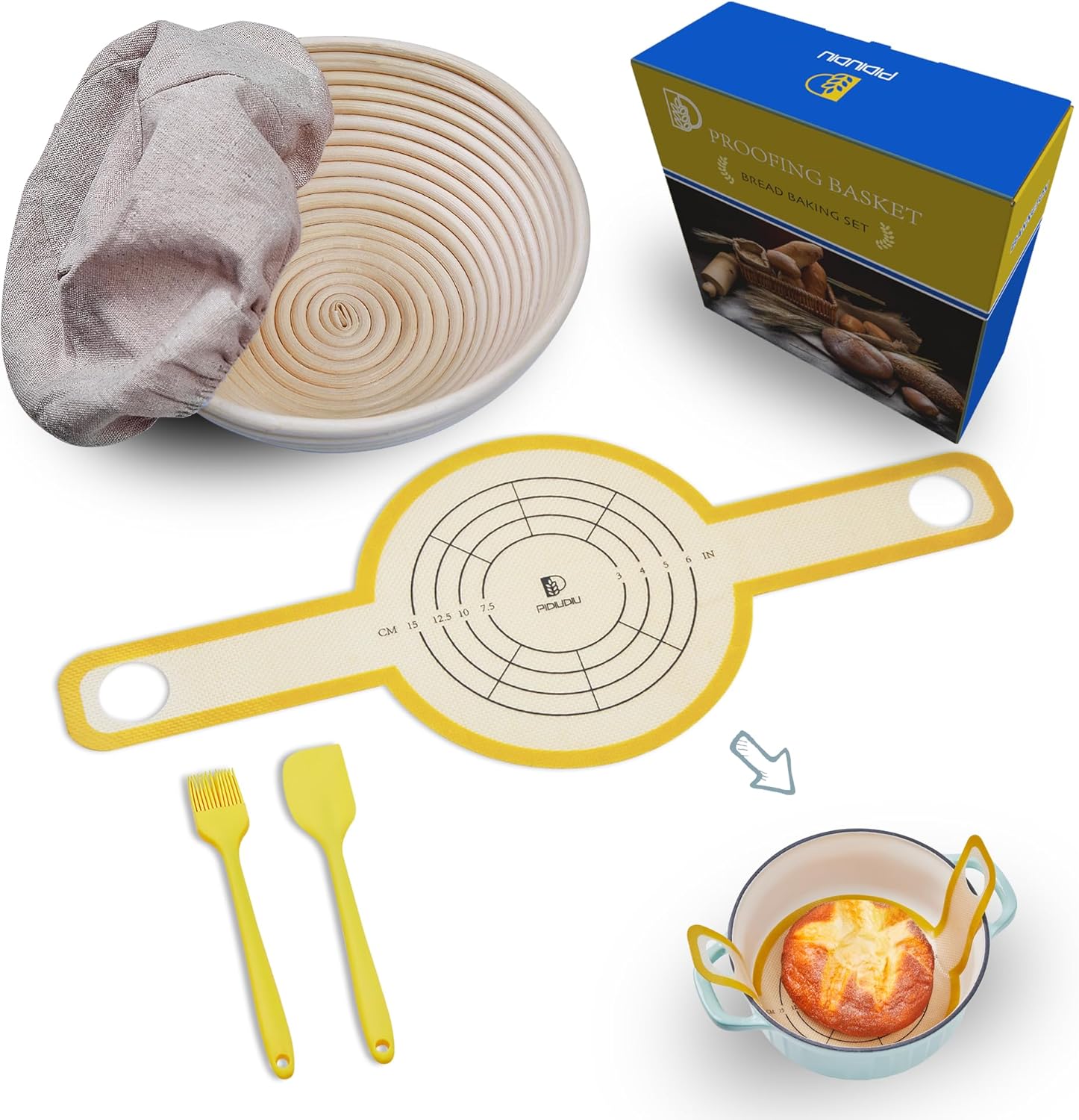 Pidiudu Sourdough Starter Kit with Banneton Basket and Baking Tools