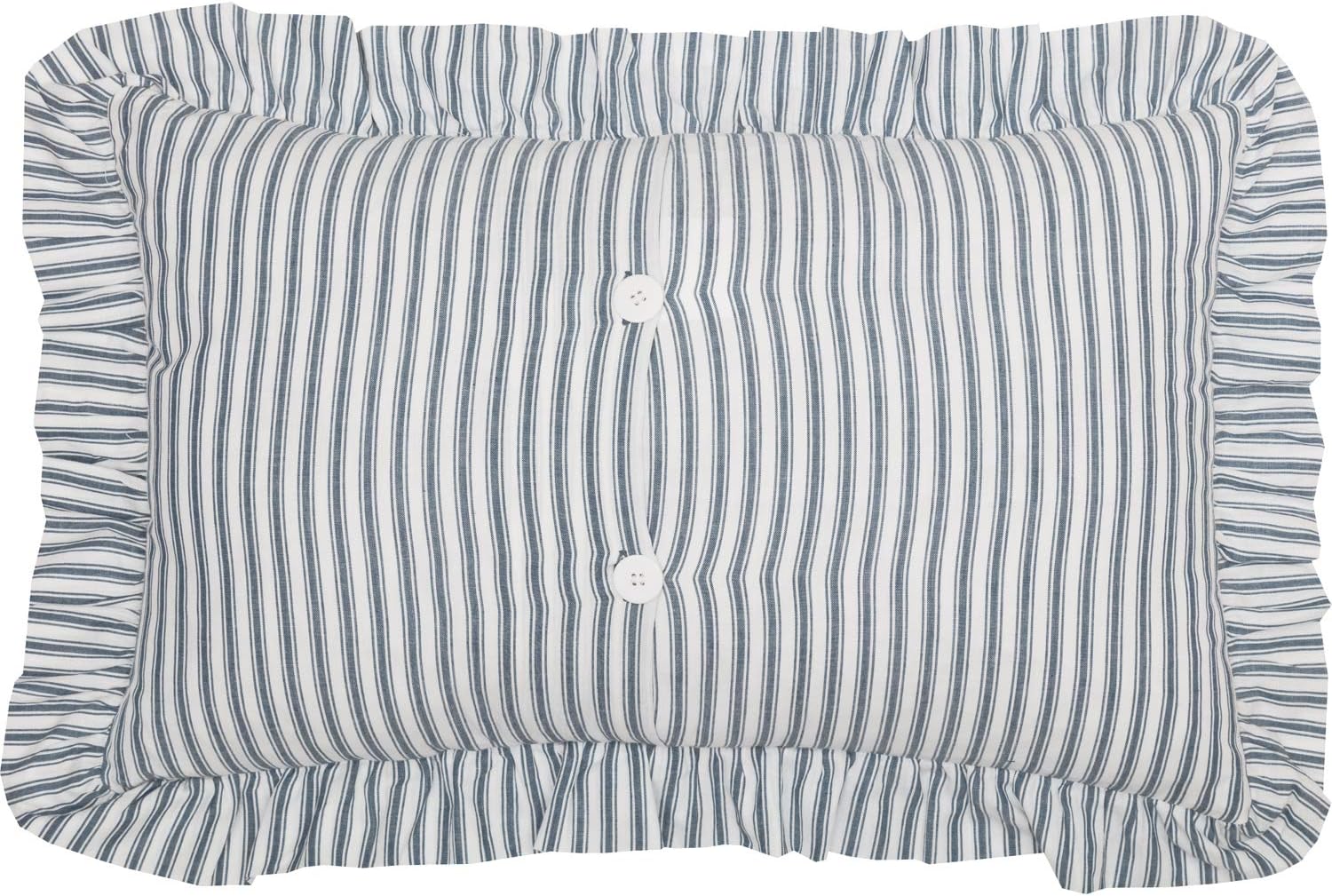 VHC Brands Blue Denim Ticking Striped Farmhouse Pillow 14x22