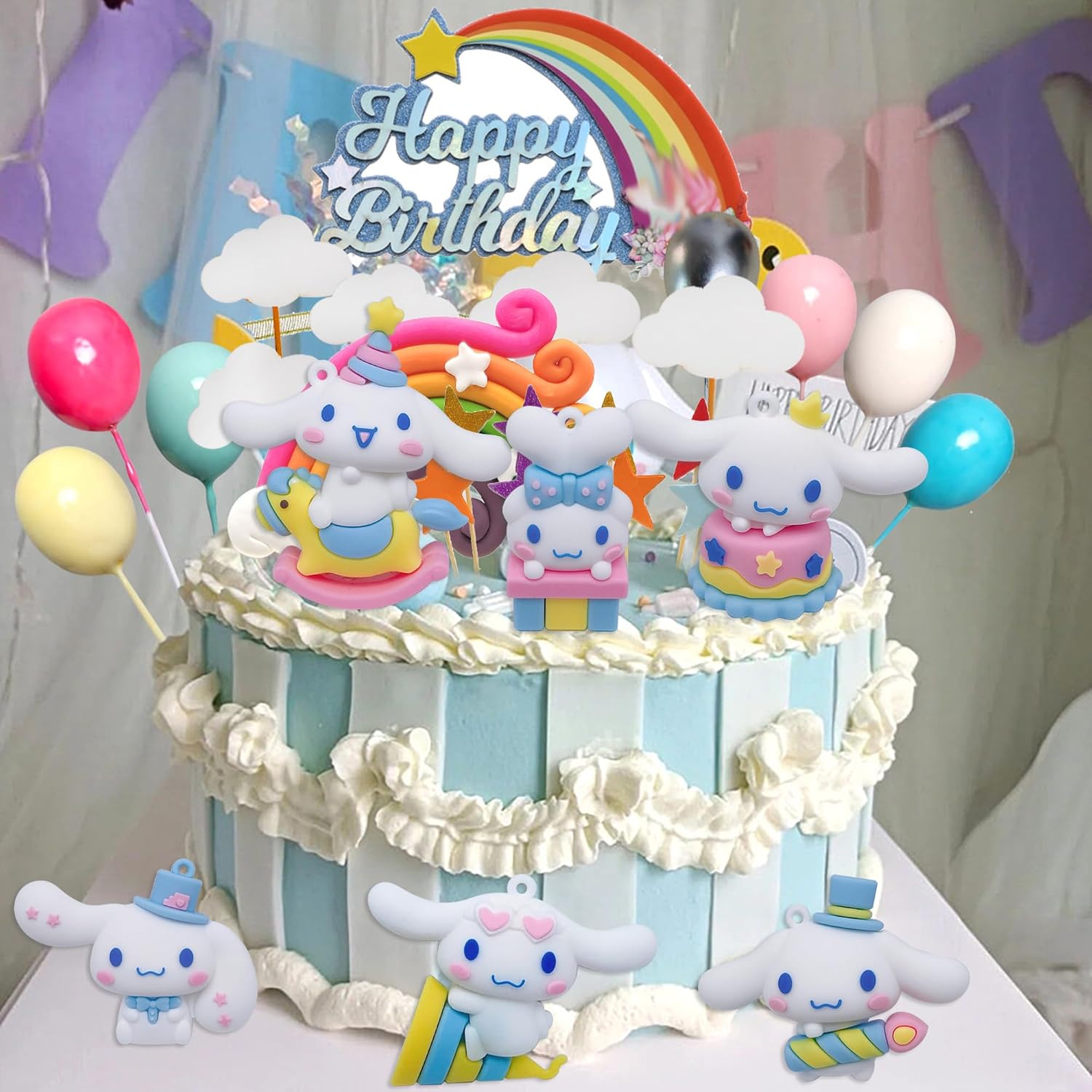 30Pcs Cute Cake Topper Set for Birthday Party Decorations