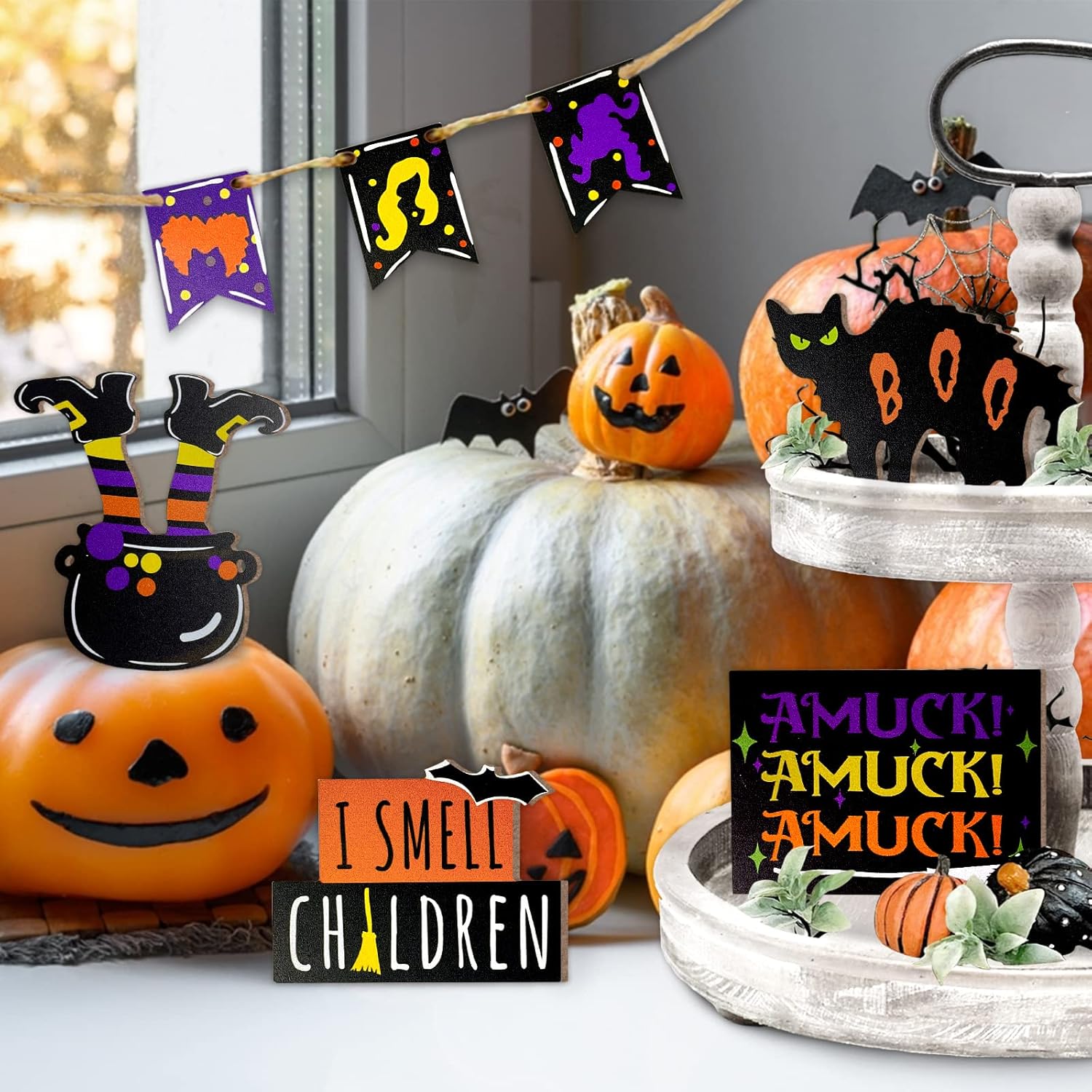 Halloween Tiered Tray Decor Set 7 Pieces