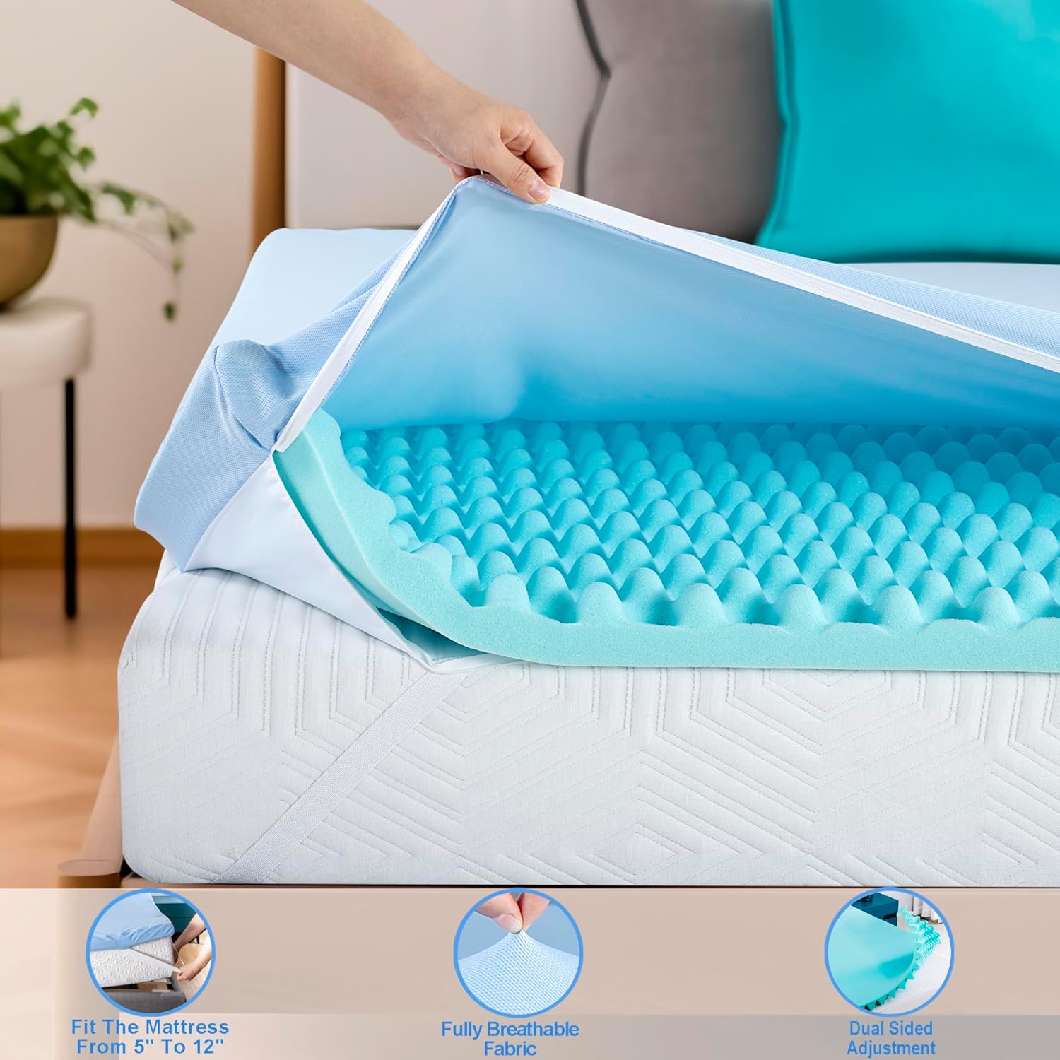BreezeRest Cooling Gel Memory Foam Mattress Topper Twin XL