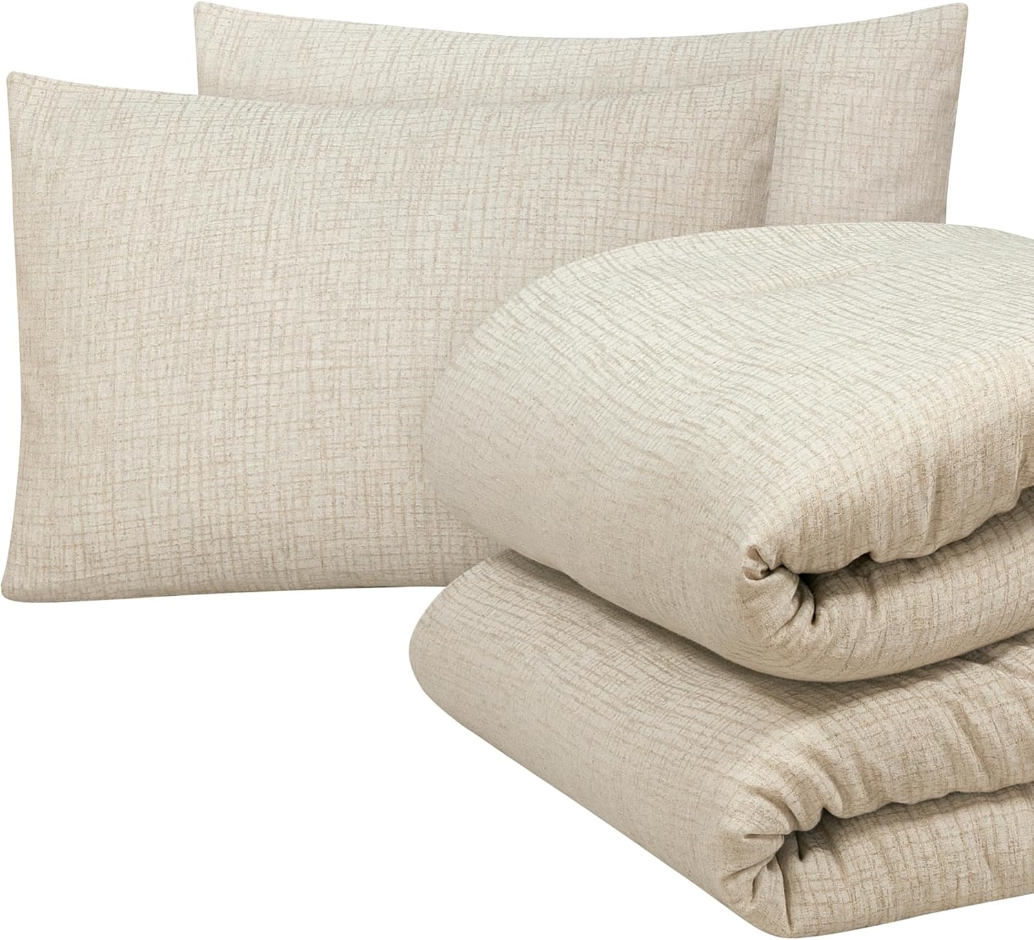 ROYALE LINENS Natural Duvet Cover Full Queen 3 Piece Set