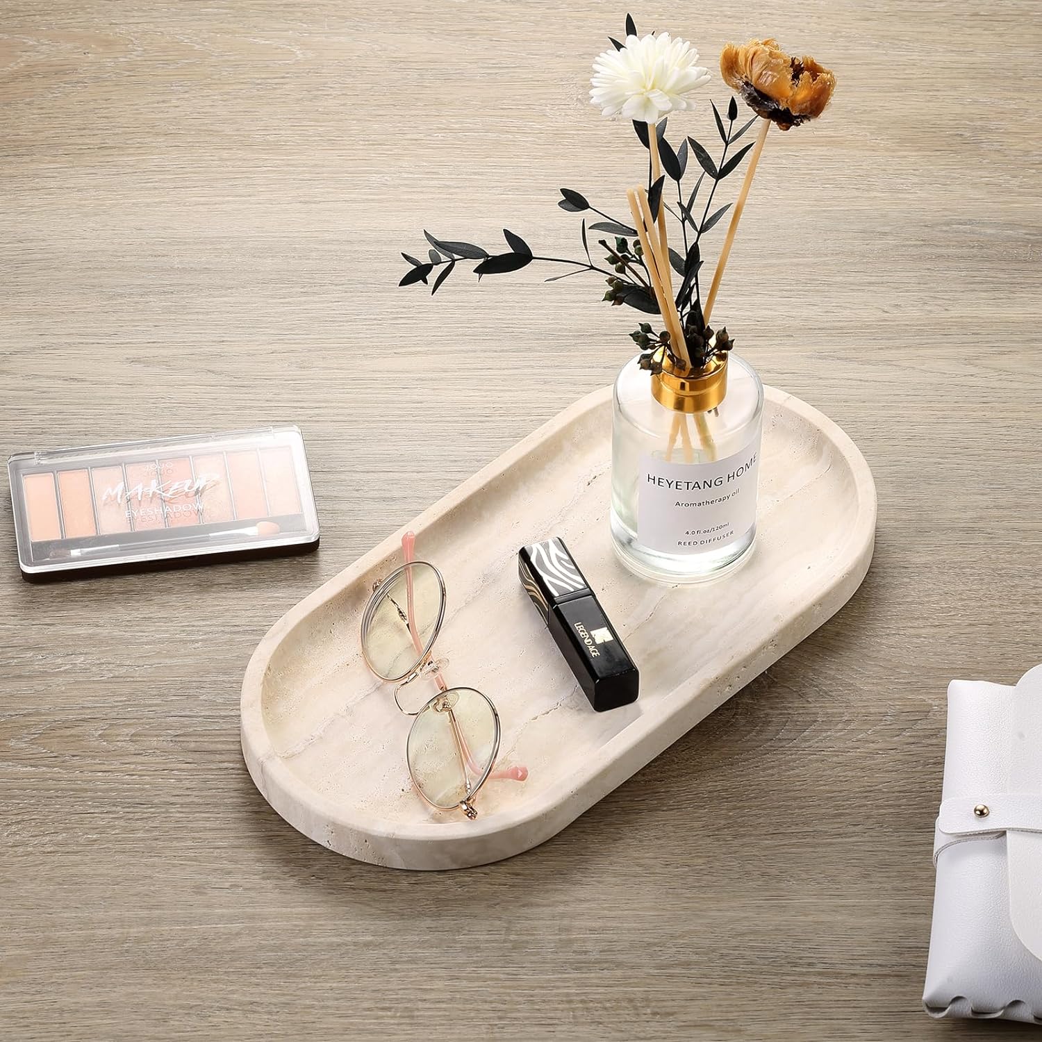 Koville Italian Travertine Vanity Tray 12x6