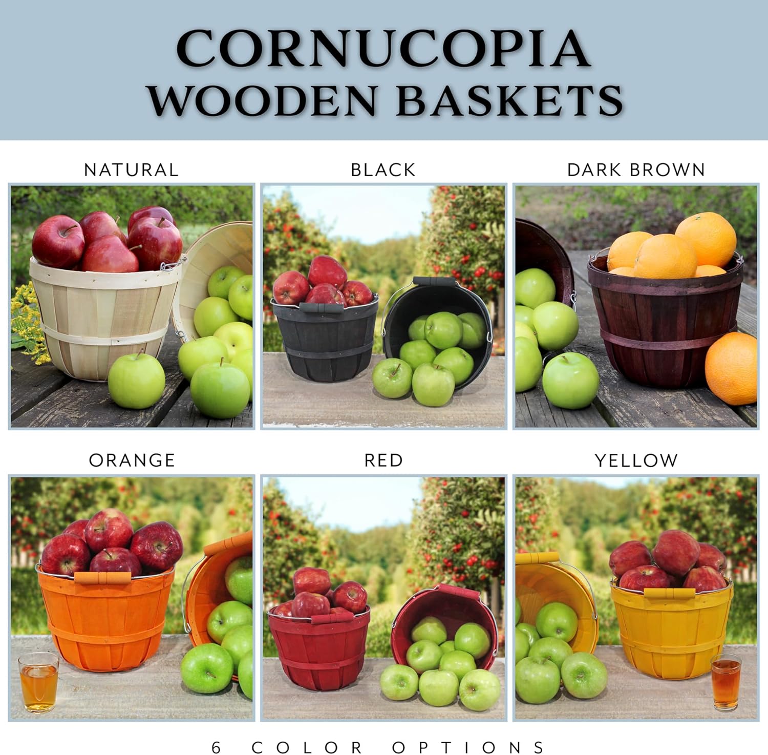 Cornucopia Brands Round Wooden Baskets 2-Pack Natural