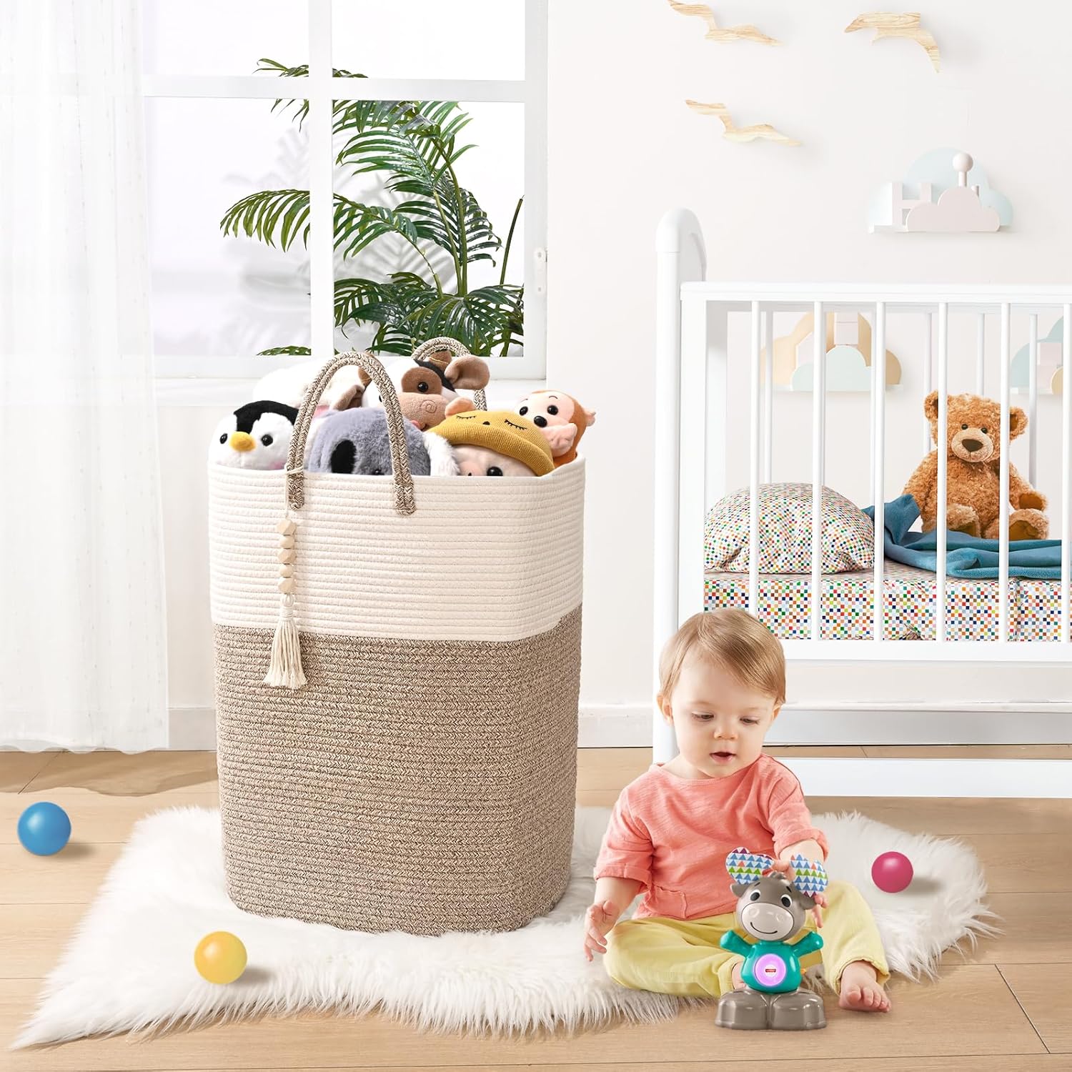 Wenmer Woven Laundry Basket with Beads Tassel